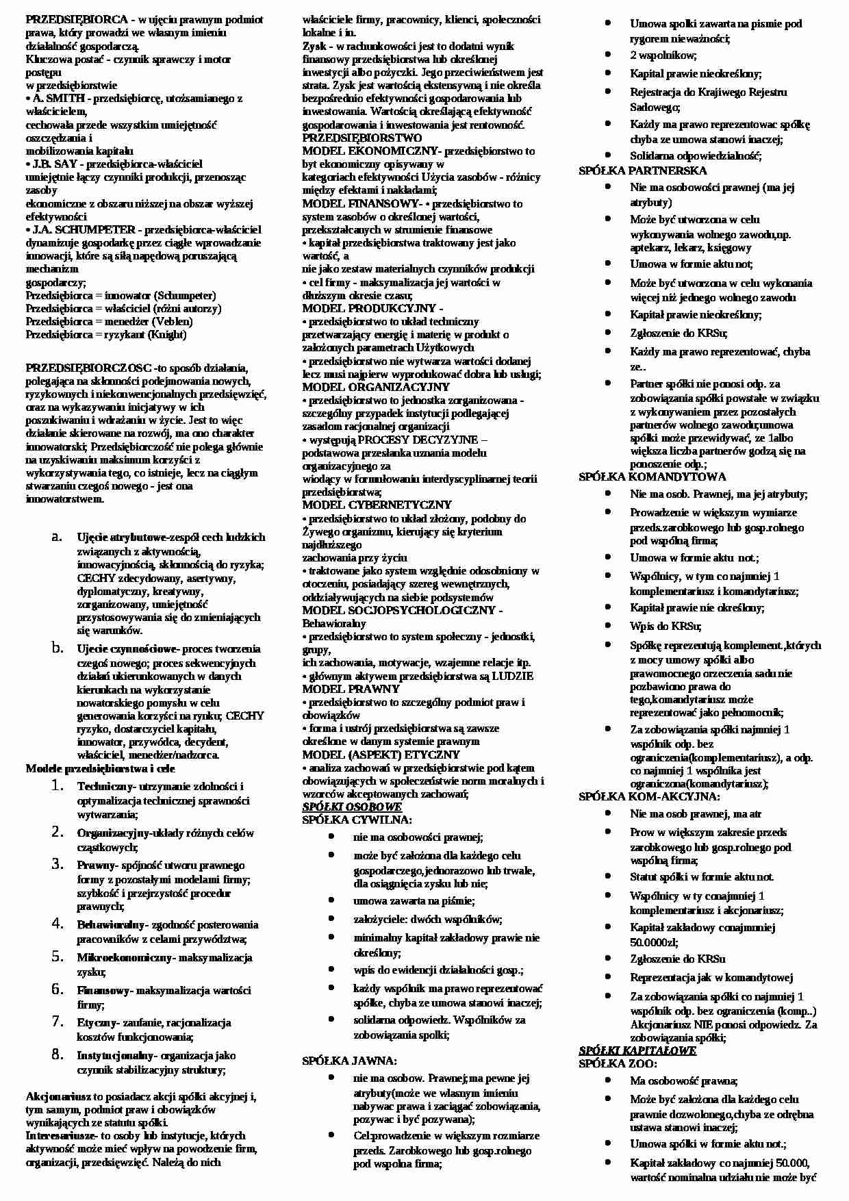 Przedsiębiorstwo - zagadnienia na kolokwium - strona 1