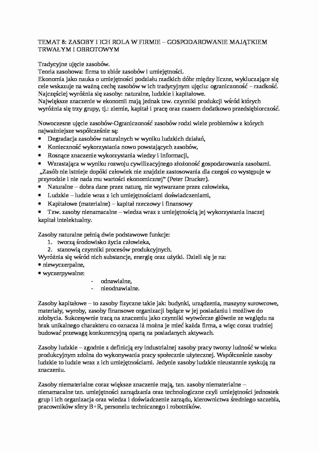 Zasoby i ich rola w firmie - strona 1
