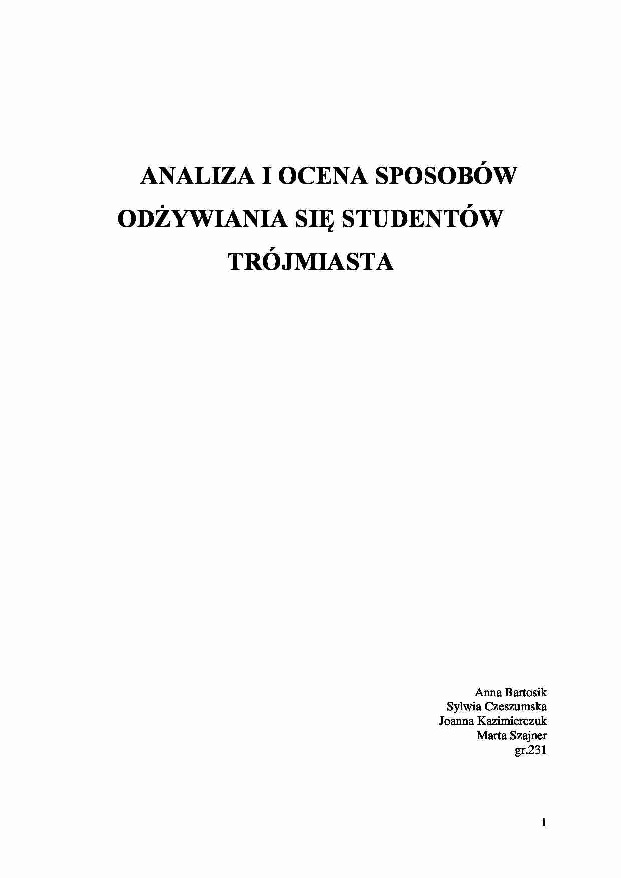 Analiza sposobów odżywiania się studentów - ankieta  - strona 1