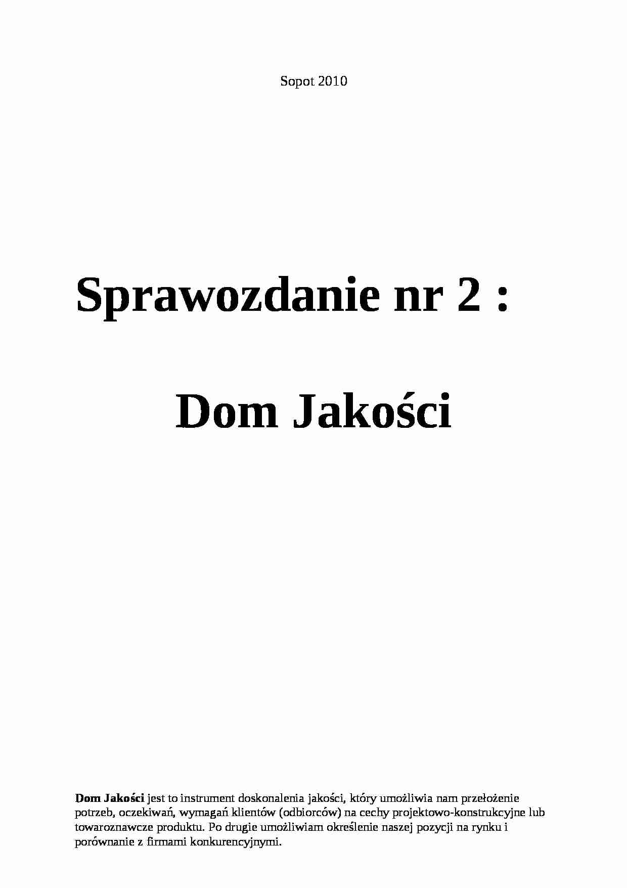 Dom Jakości - sprawozdanie  - strona 1