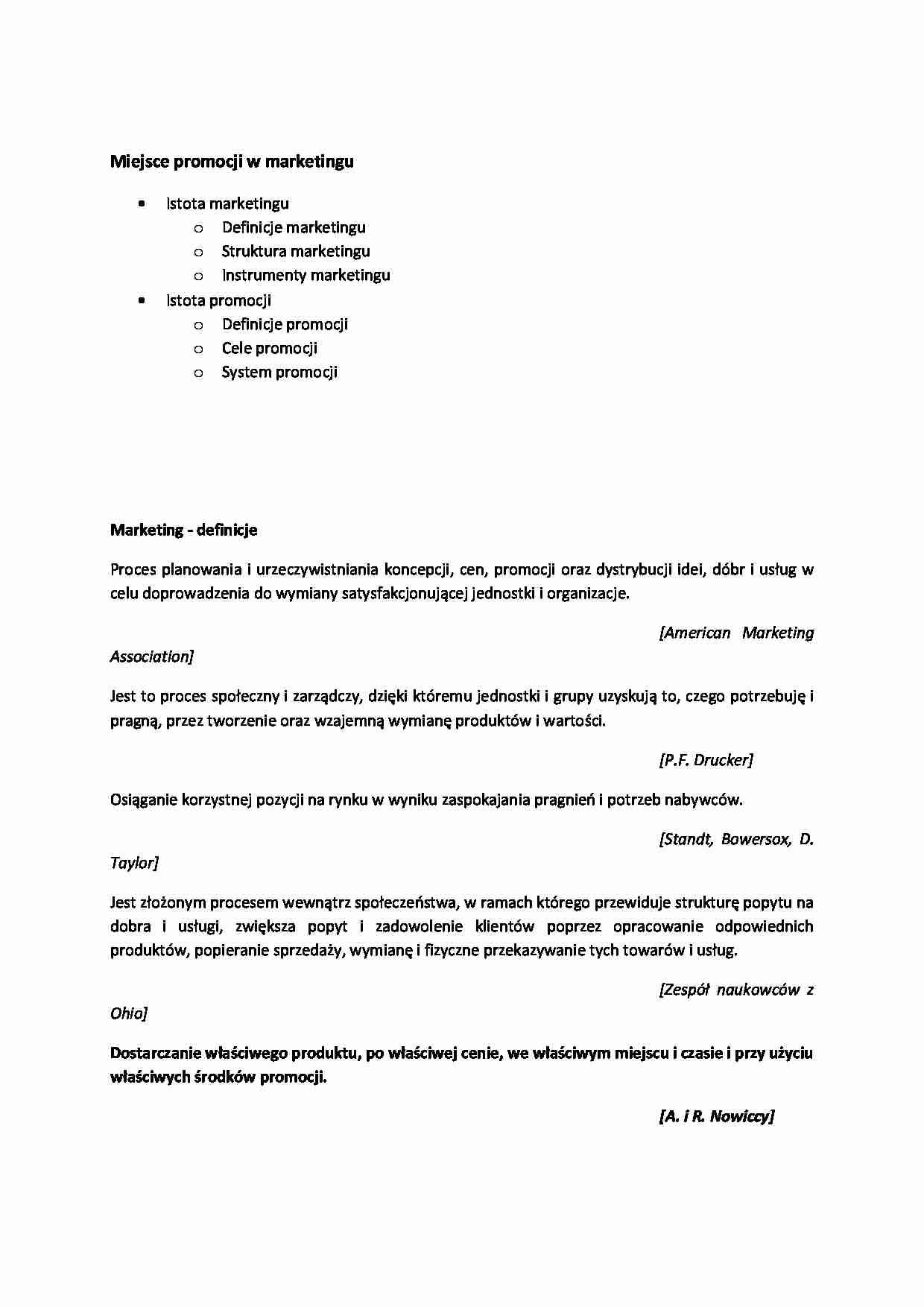 Miejsce promocji w marketingu - Instrumenty marketingu - strona 1