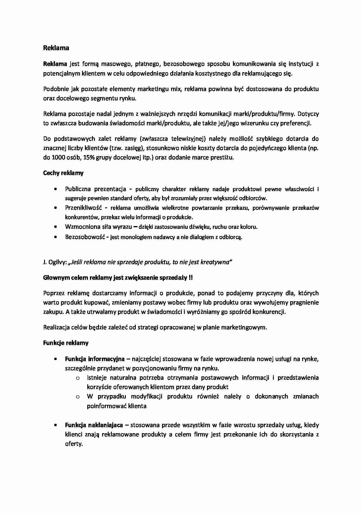 Reklama i promocja - cechy - strona 1