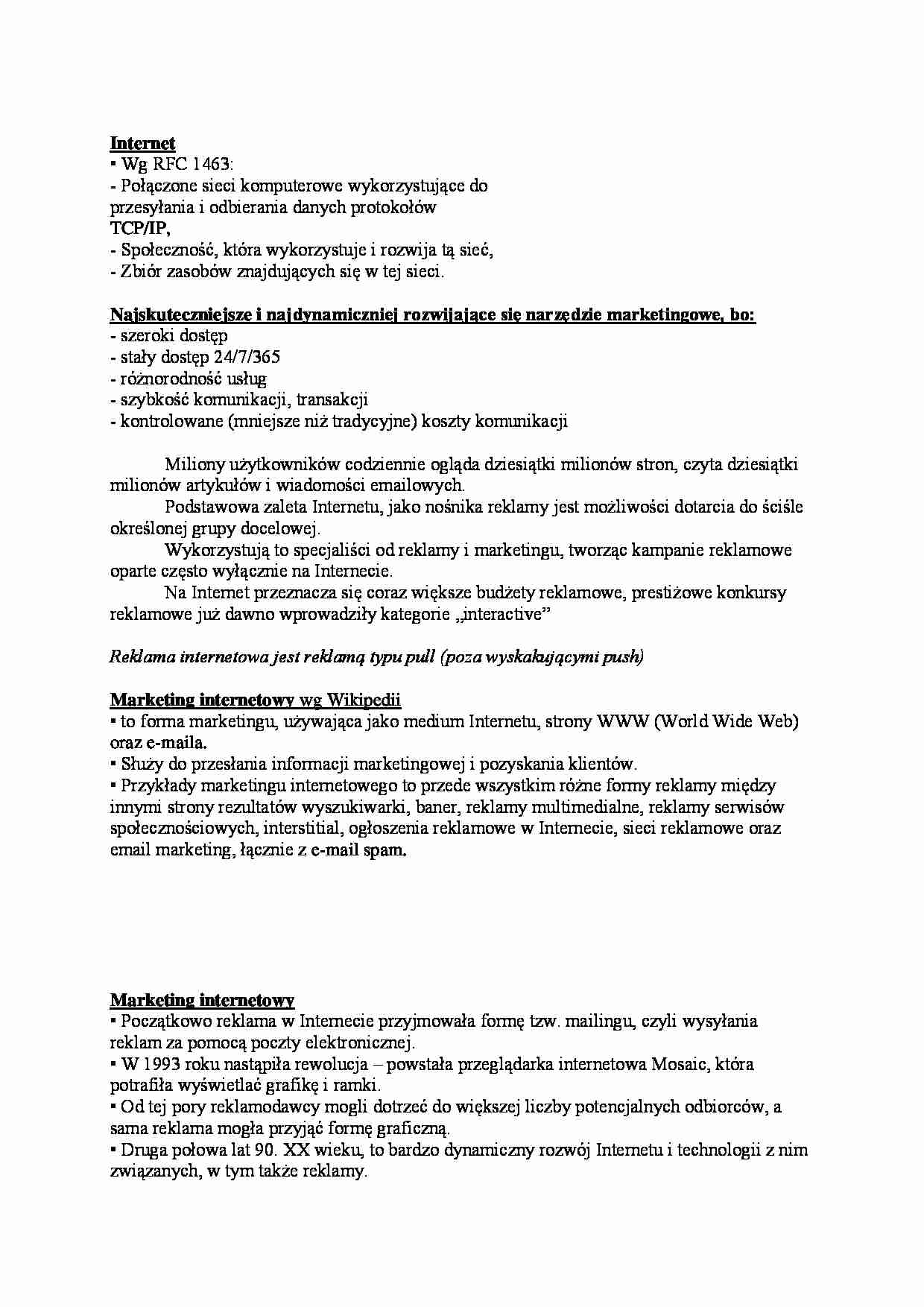 Internet jako narzędzie marketingowe  - strona 1