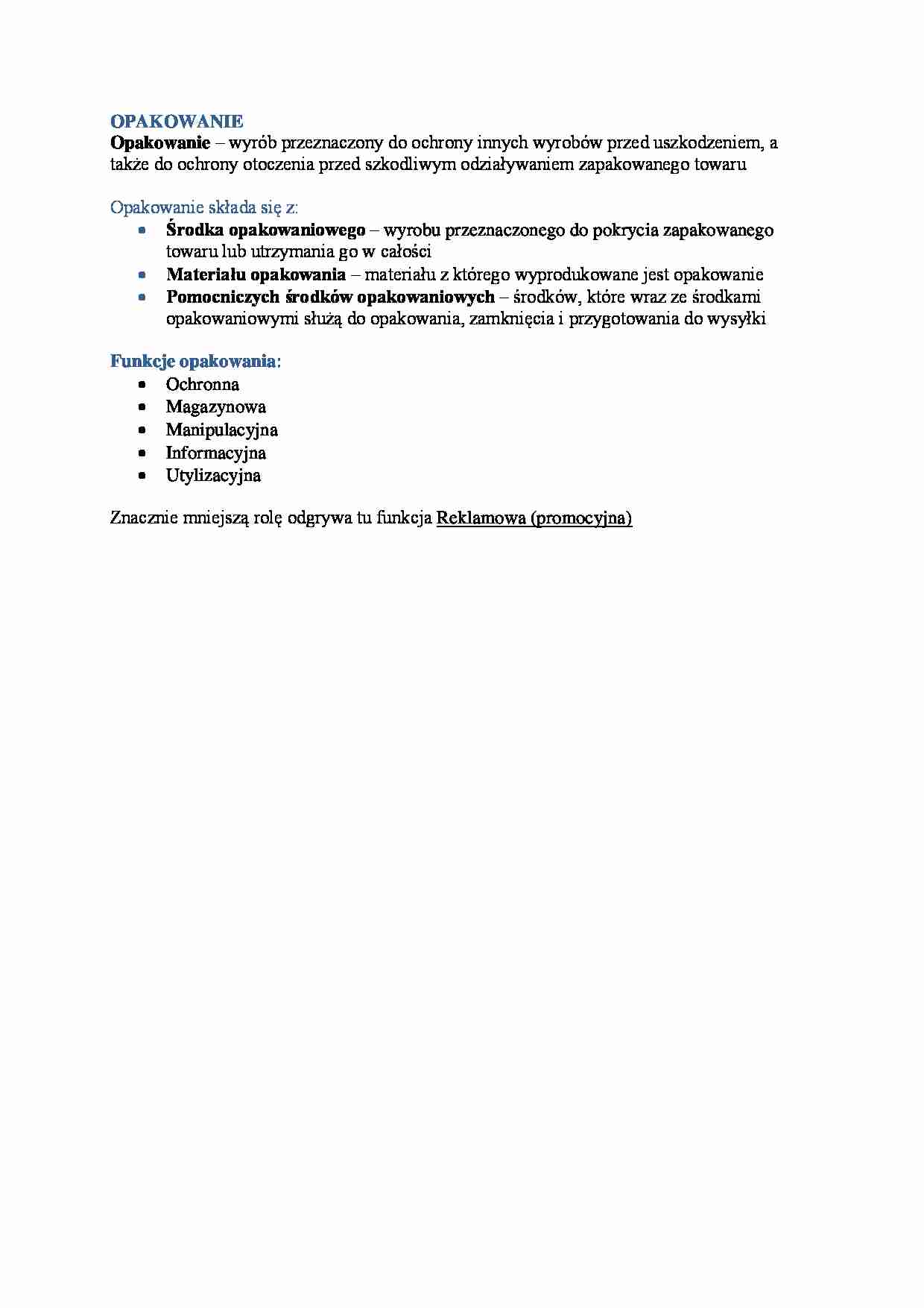 Opakowanie -  funkcje  - strona 1