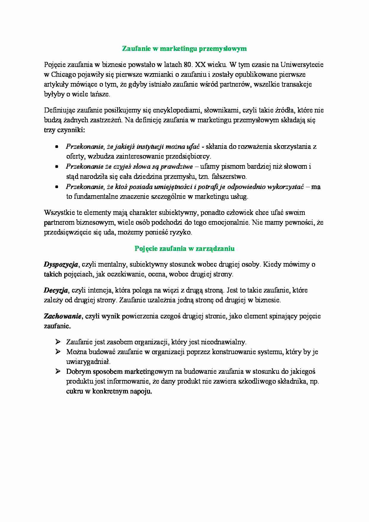 Zaufanie w marketingu przemysłowym - strona 1