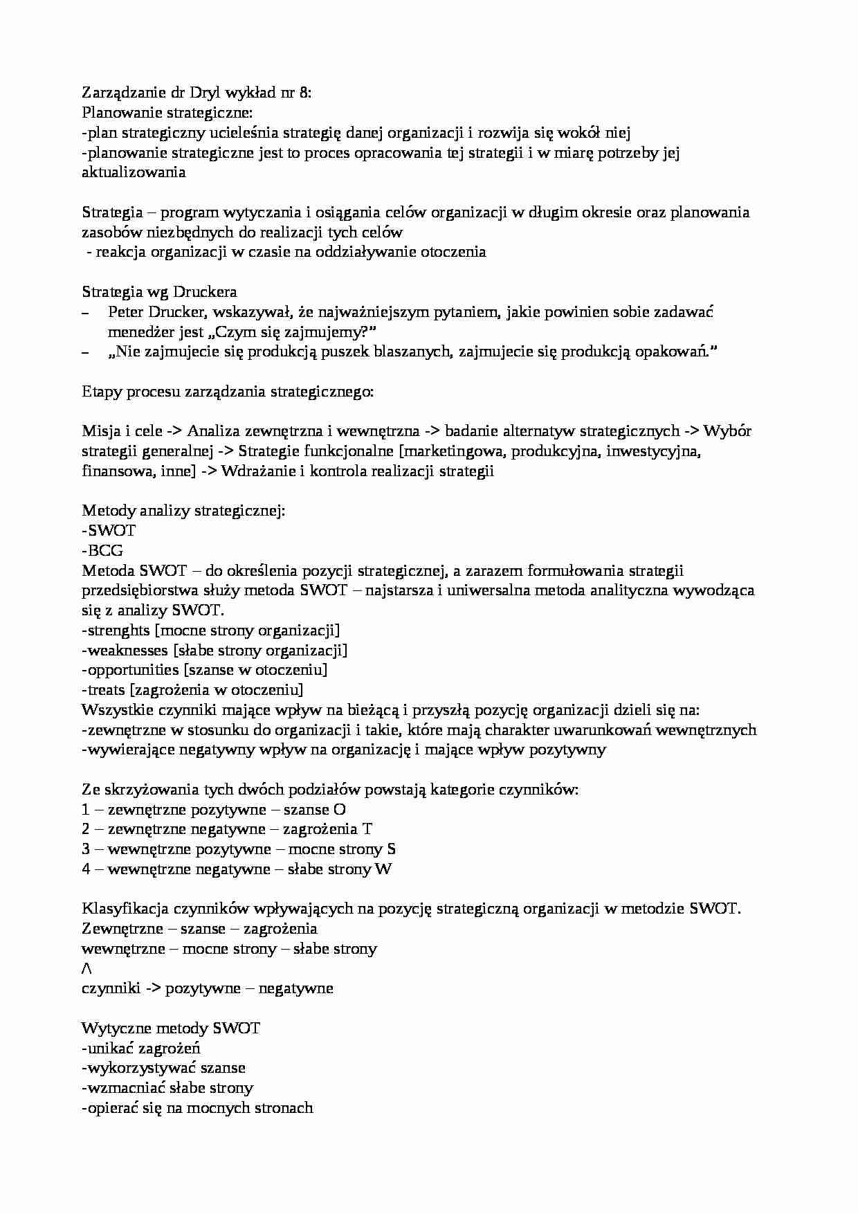 Proces planowania strategicznego  - strona 1
