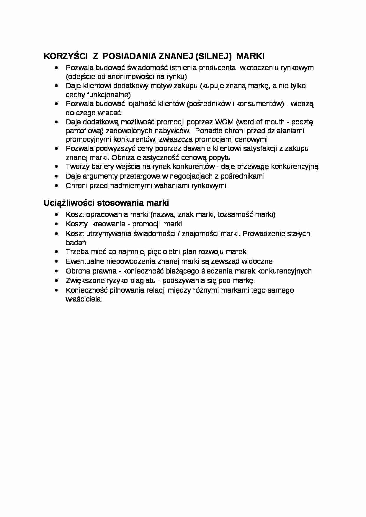 Korzyści z posiadania znanej marki  - strona 1