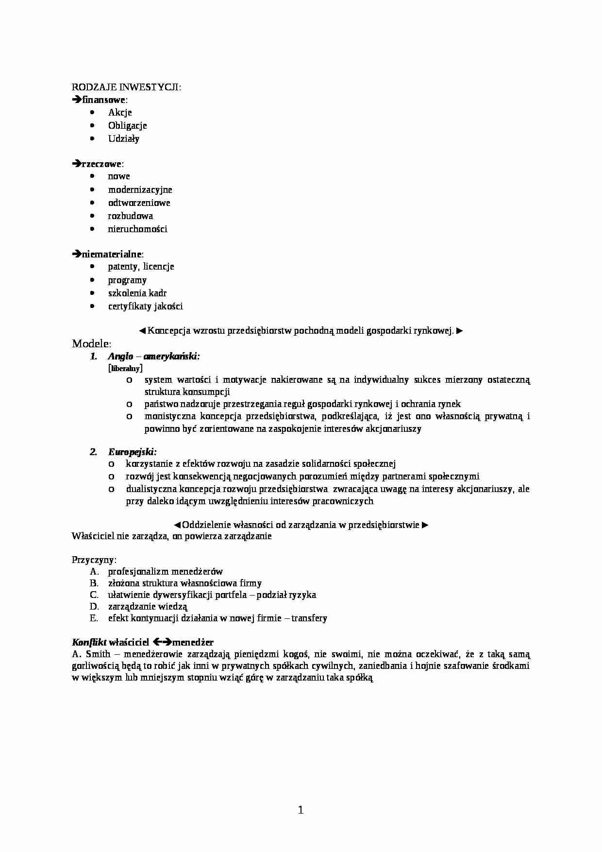 Rodzaje inwestycji - strona 1