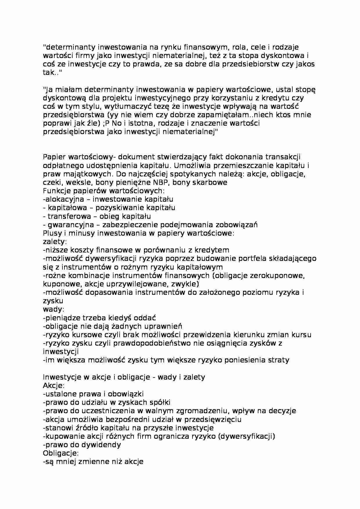 Inwestowanie - pojęcia  - strona 1