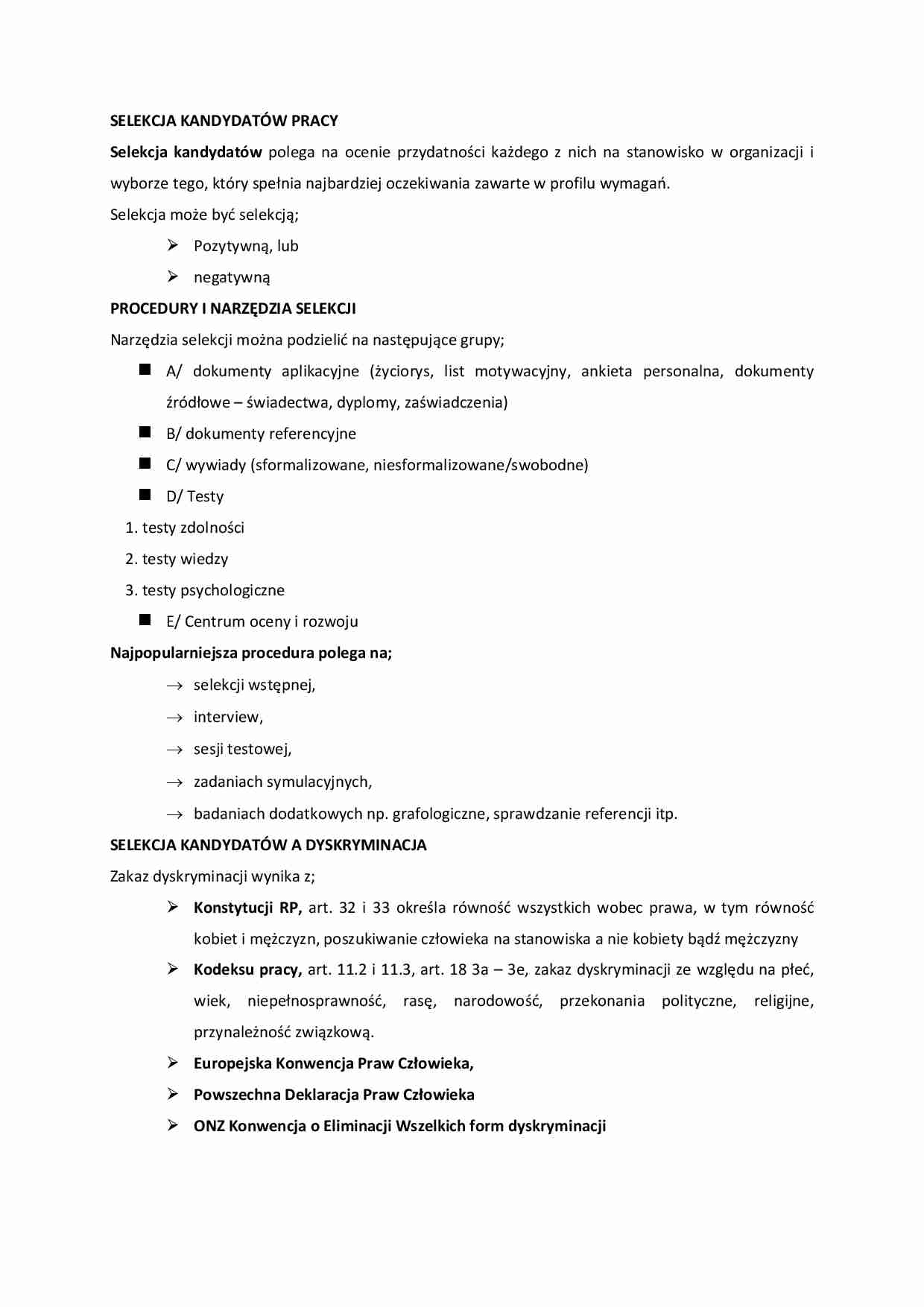 Selekcja kandydatów do pracy  - strona 1