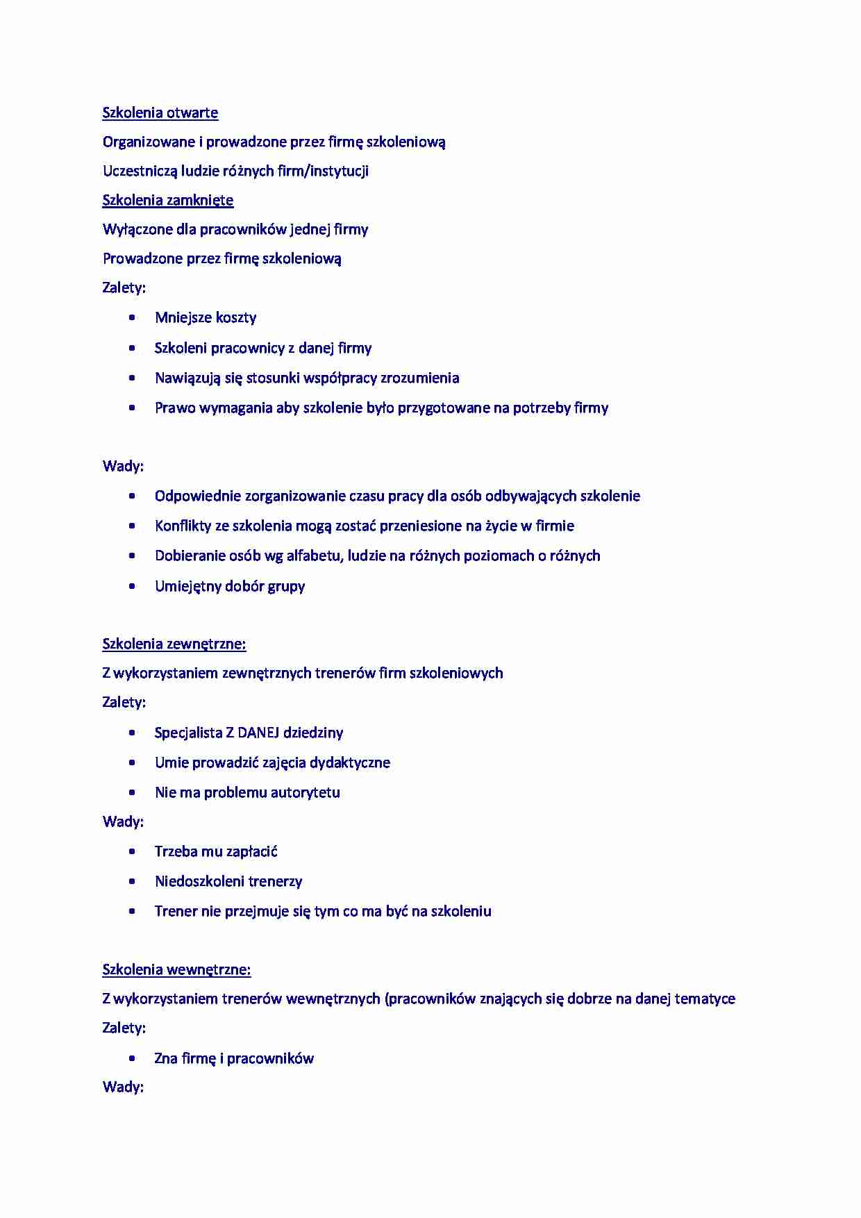 Szkolenia - rodzaje i techniki  - strona 1