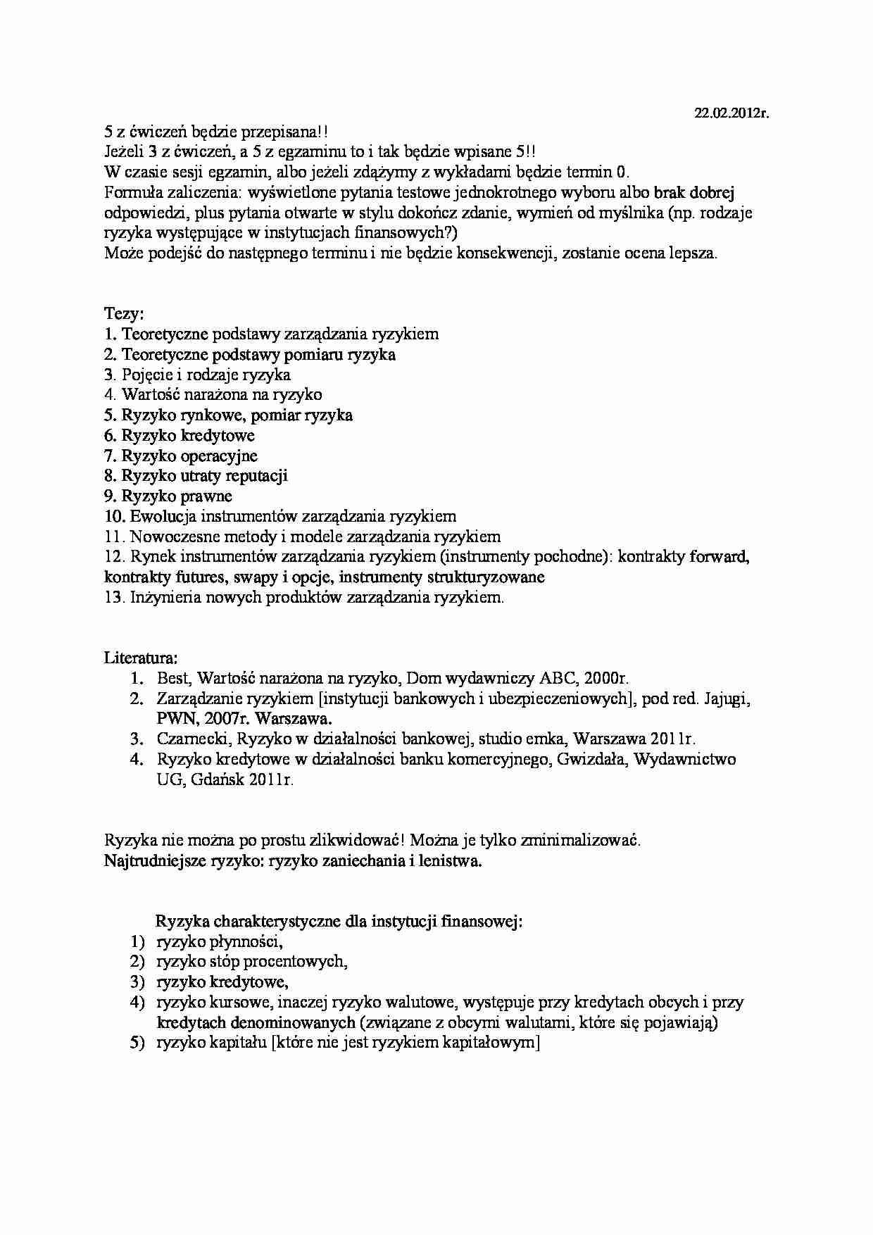 )ojecie ryzyka i kontroli zaradczej - strona 1