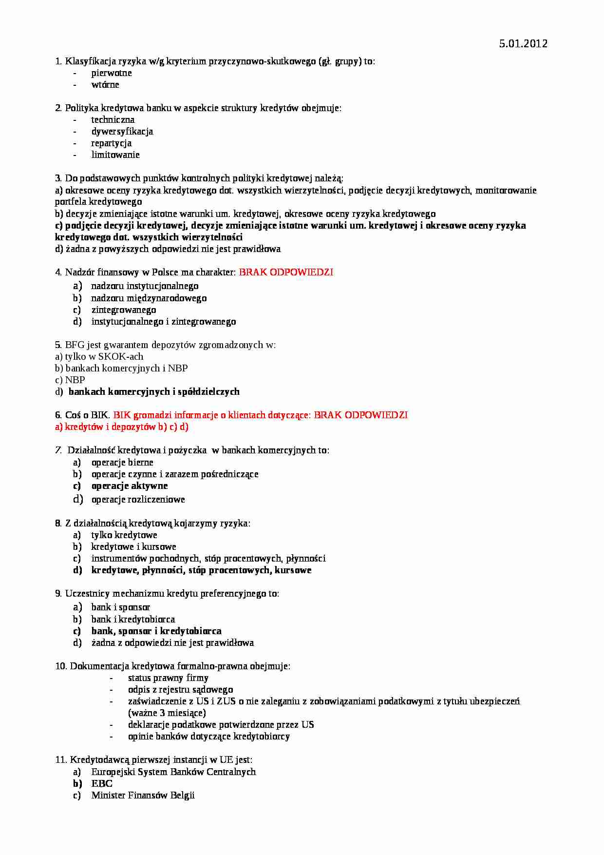 Ryzyko - pytania na egzamin - strona 1