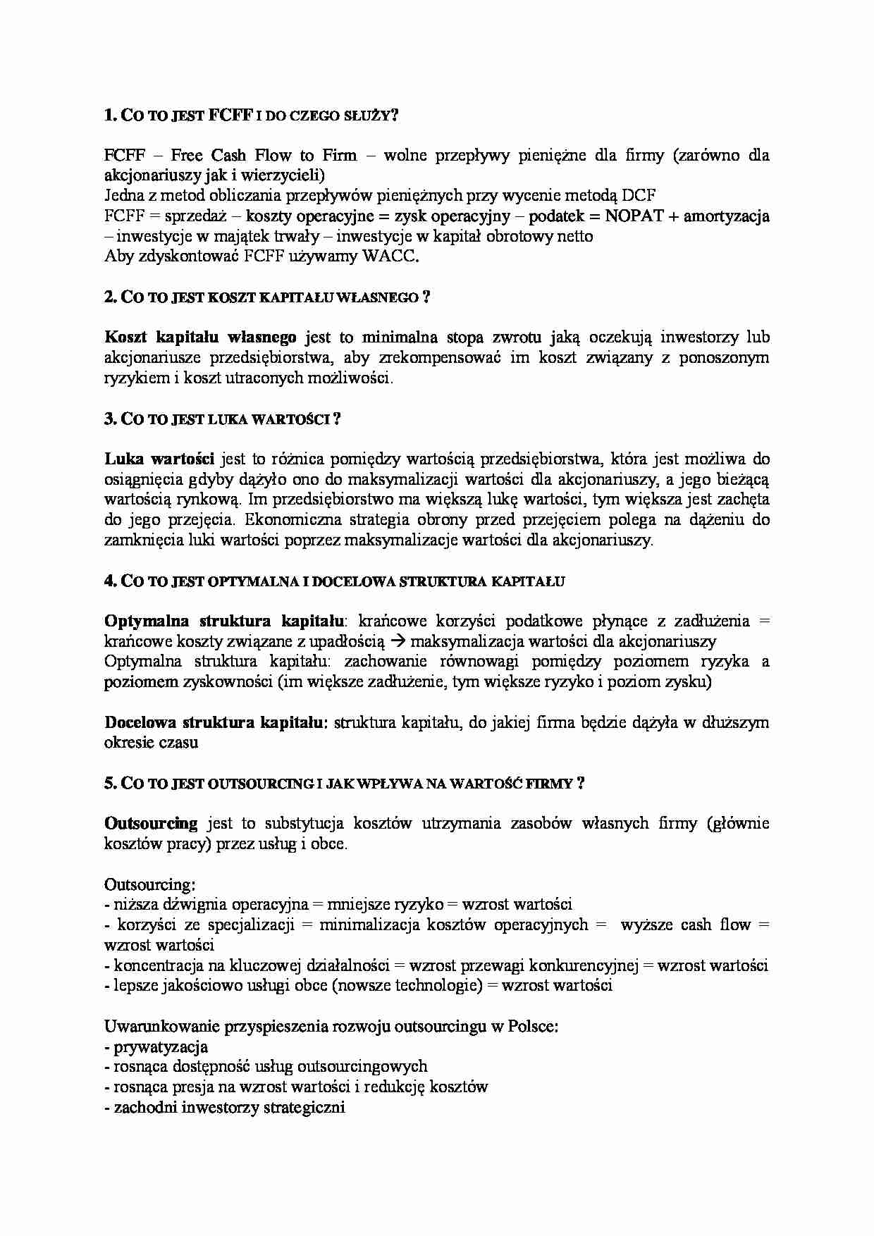 Kapitał - pytania otwarte na egzamin - strona 1