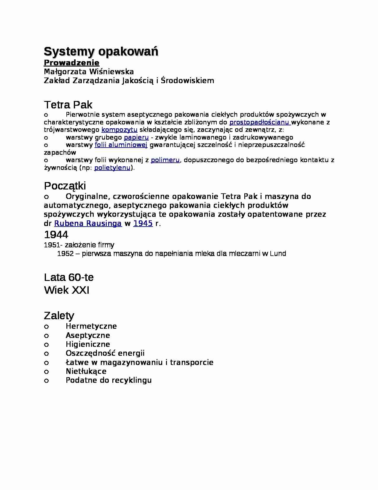 Systemy opakowań - strona 1