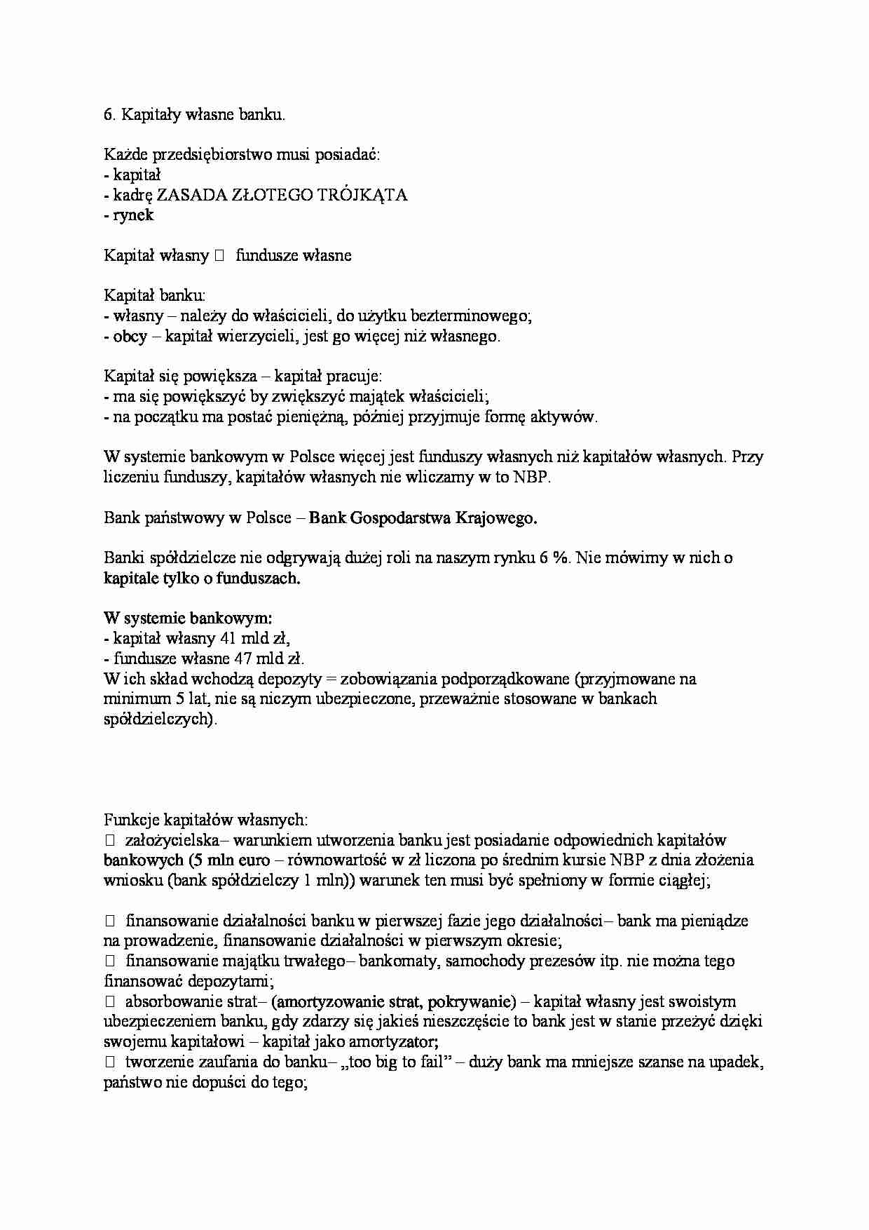 Kapitały własne banku - funkcje - strona 1