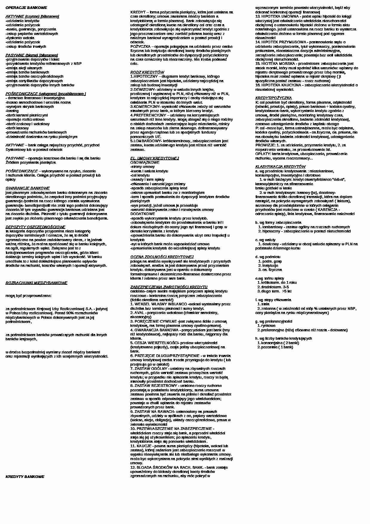 Operacje bankowie i kredyty bankowe - strona 1