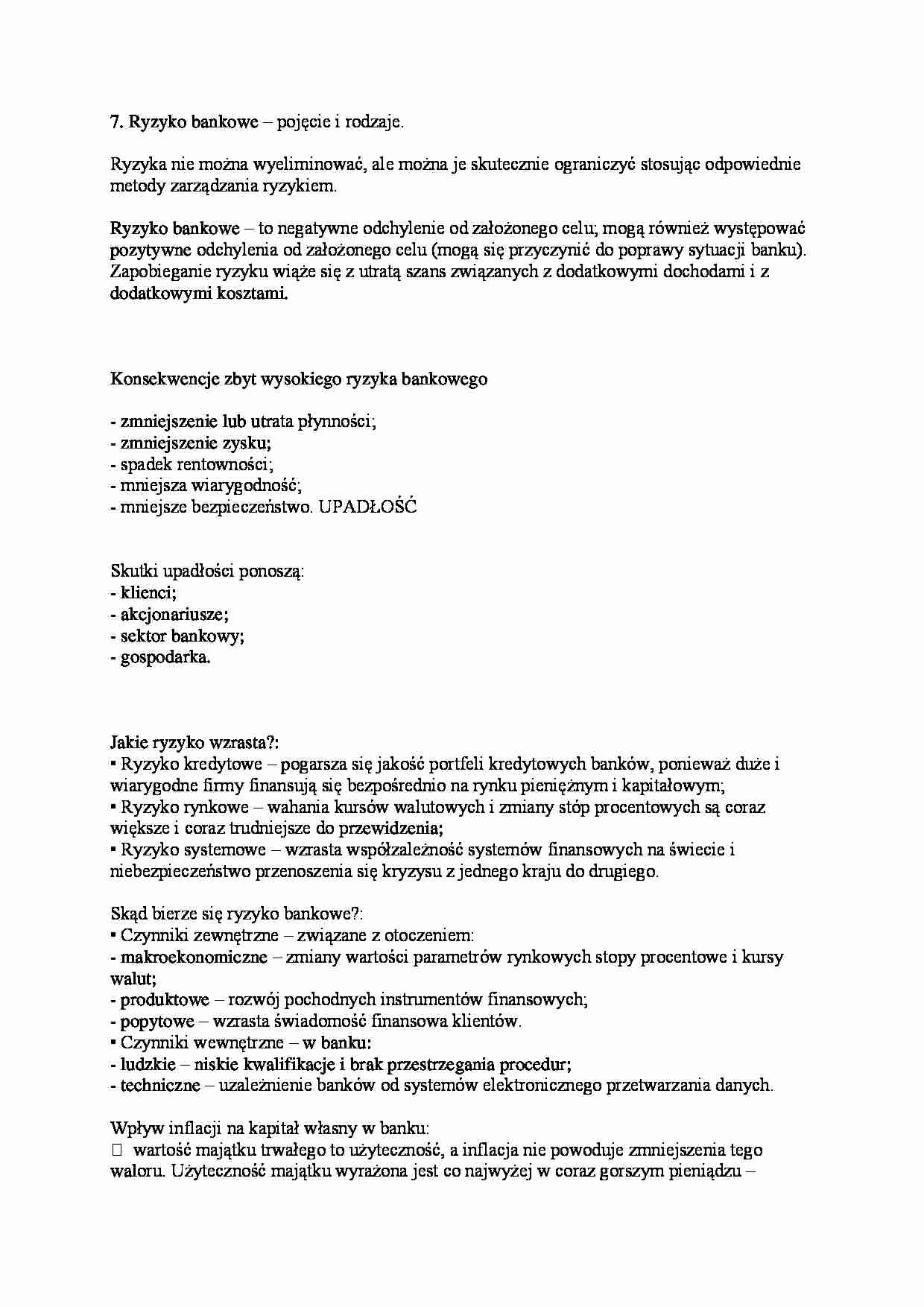Ryzyko bankowe - pojęcie i rodzaje - strona 1