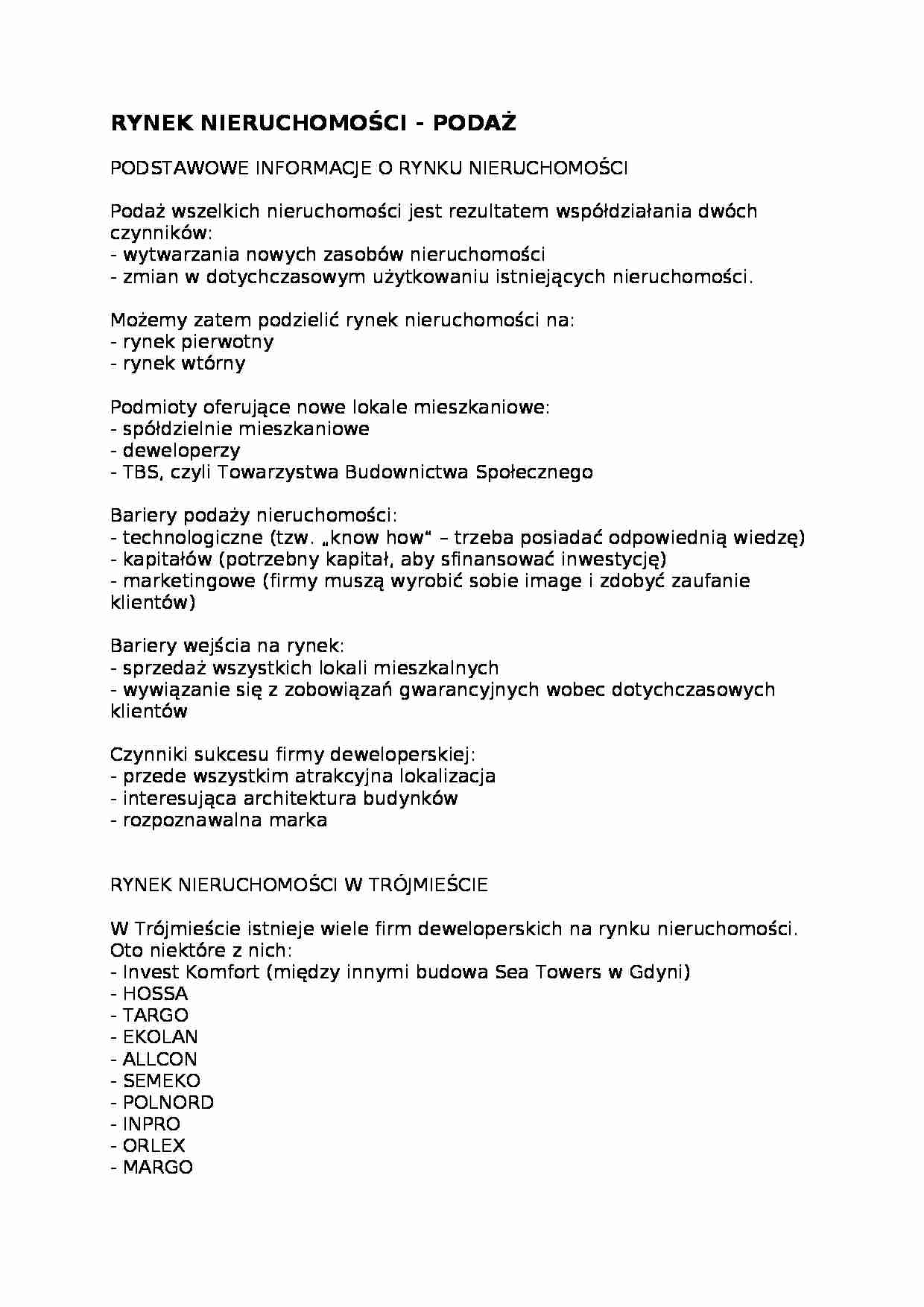 Rynek nieruchomości - podaż  - strona 1