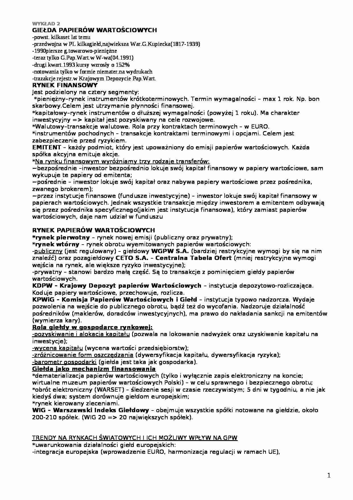 Giełda papierów wartościowych - Emitent - strona 1