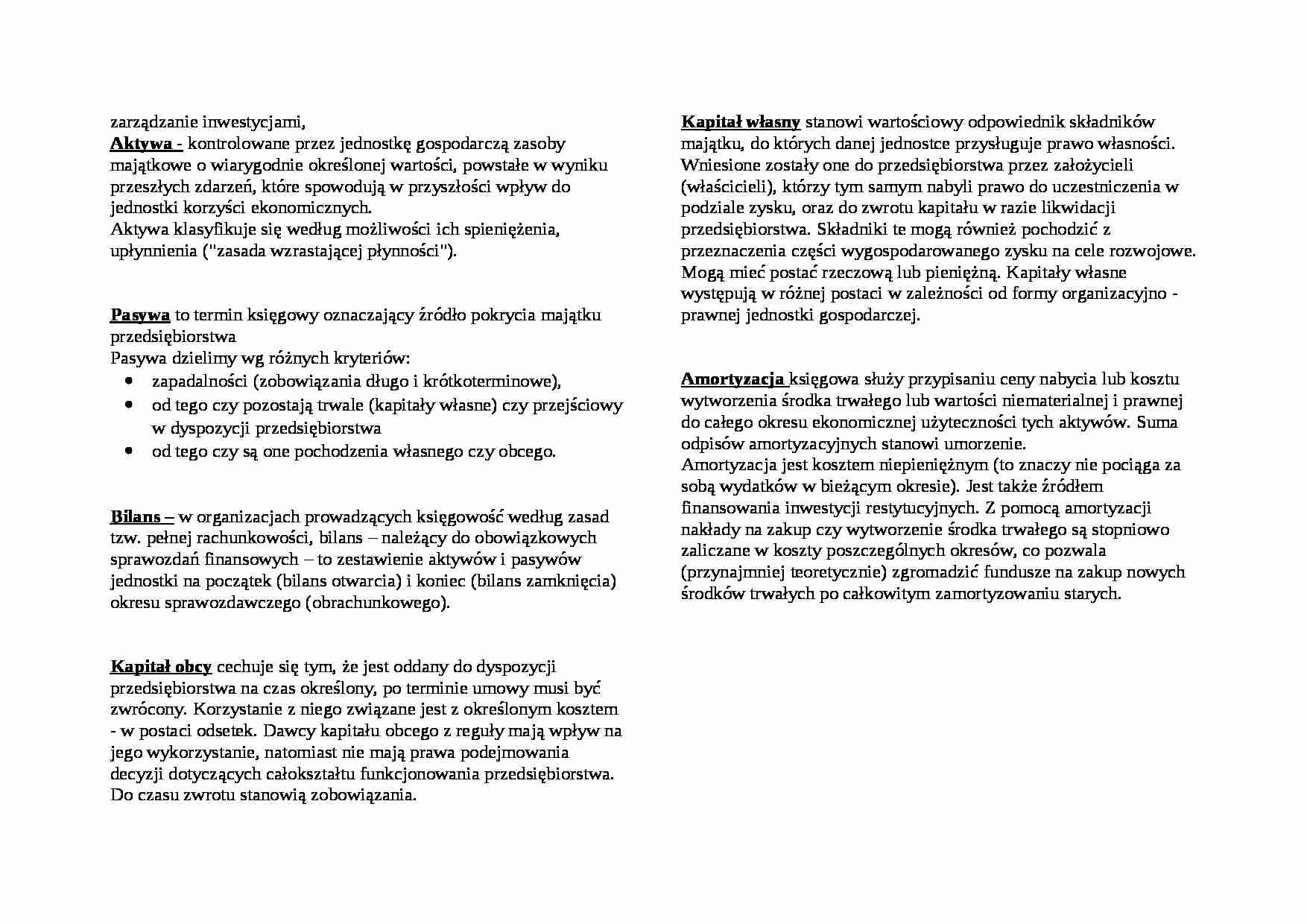 Aktywa i pasywa - klasyfikacja  - strona 1