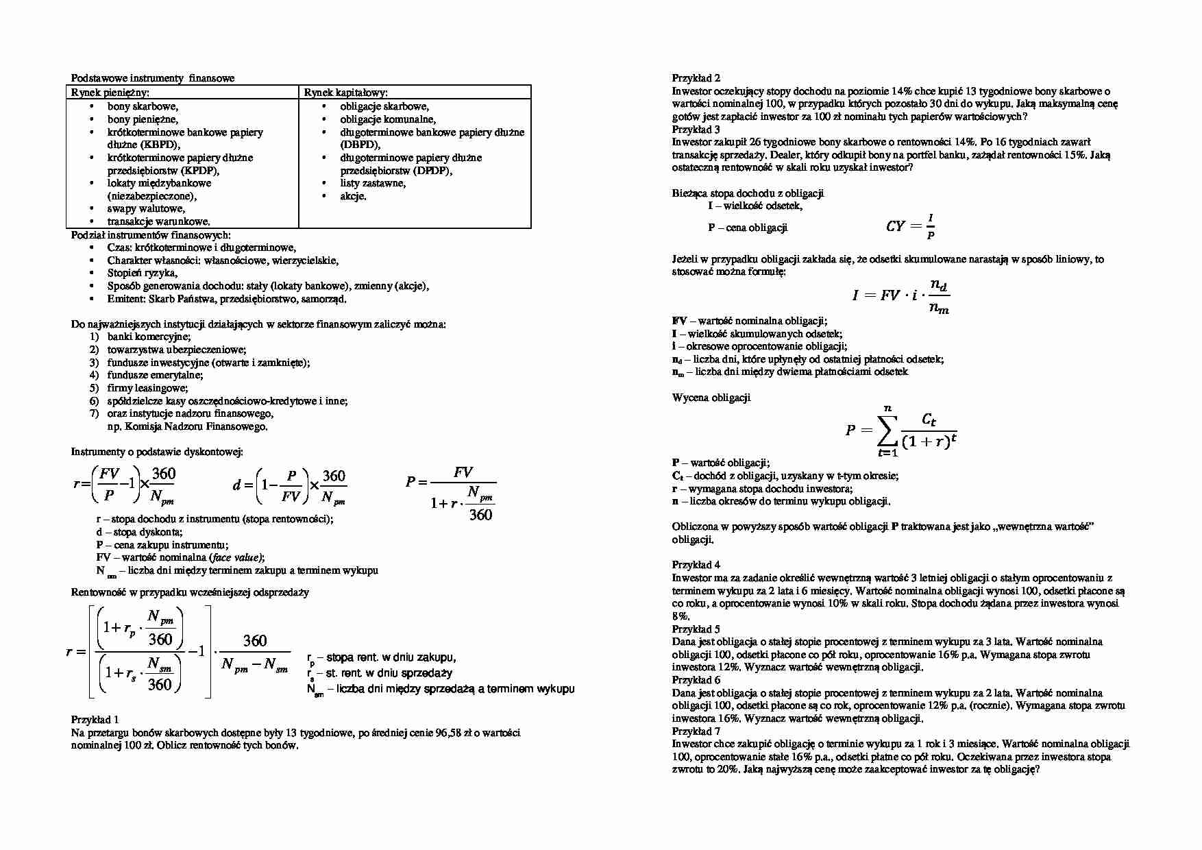 Instrumenty finansowe - wzory  - strona 1