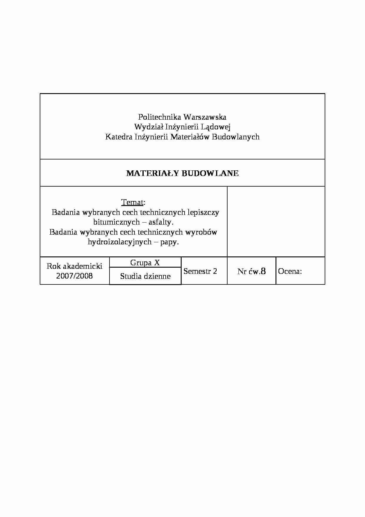 Asfalty i papy - badania - strona 1