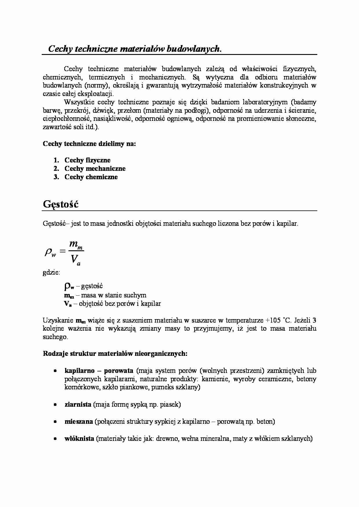 Cechy techniczne materiałów budowlanych - strona 1