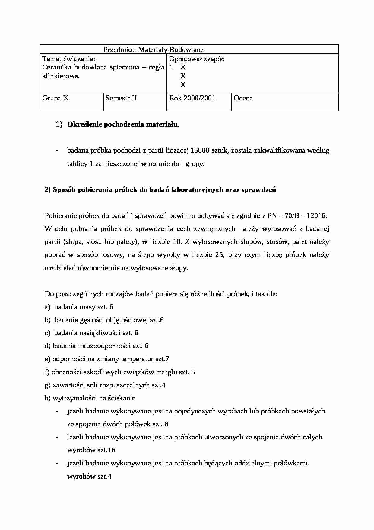 Ceramika budowlana spieczona - badanie - strona 1