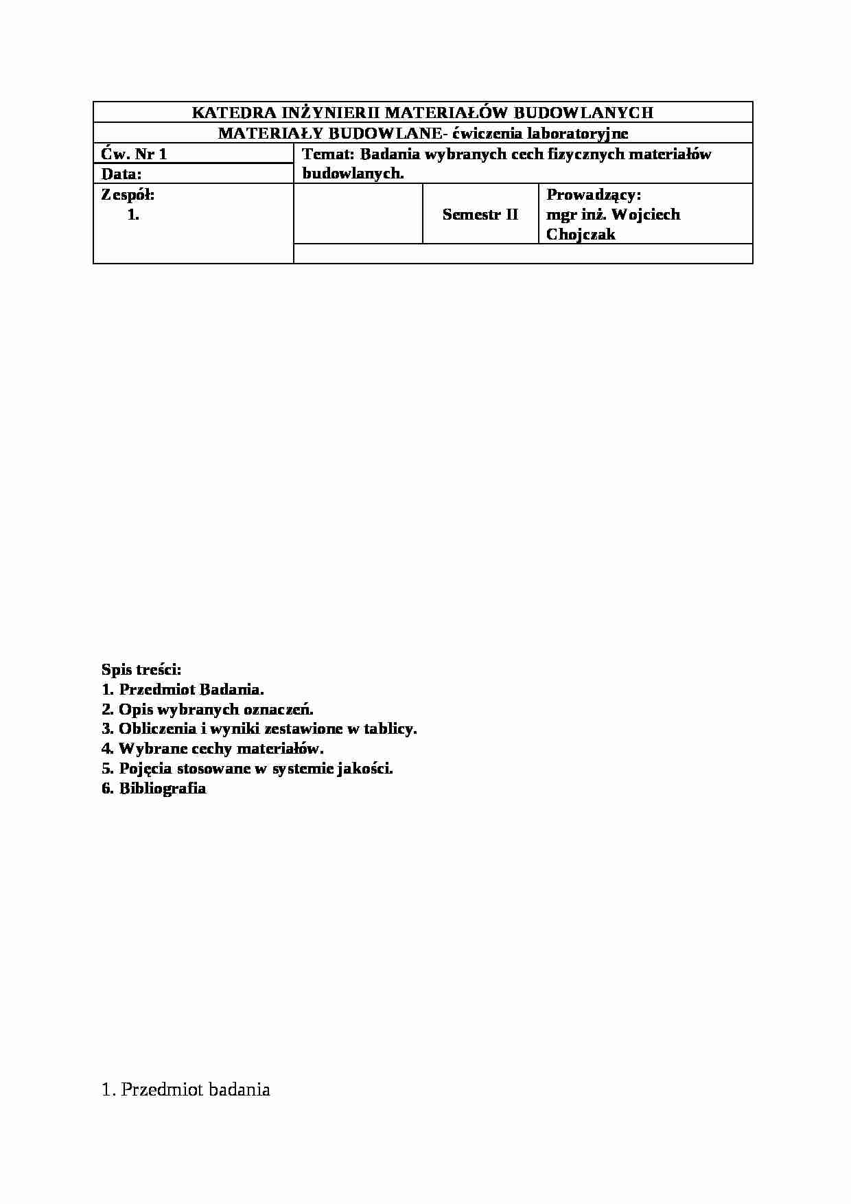 Cegła ceramiczna - badanie cech fizycznych - strona 1