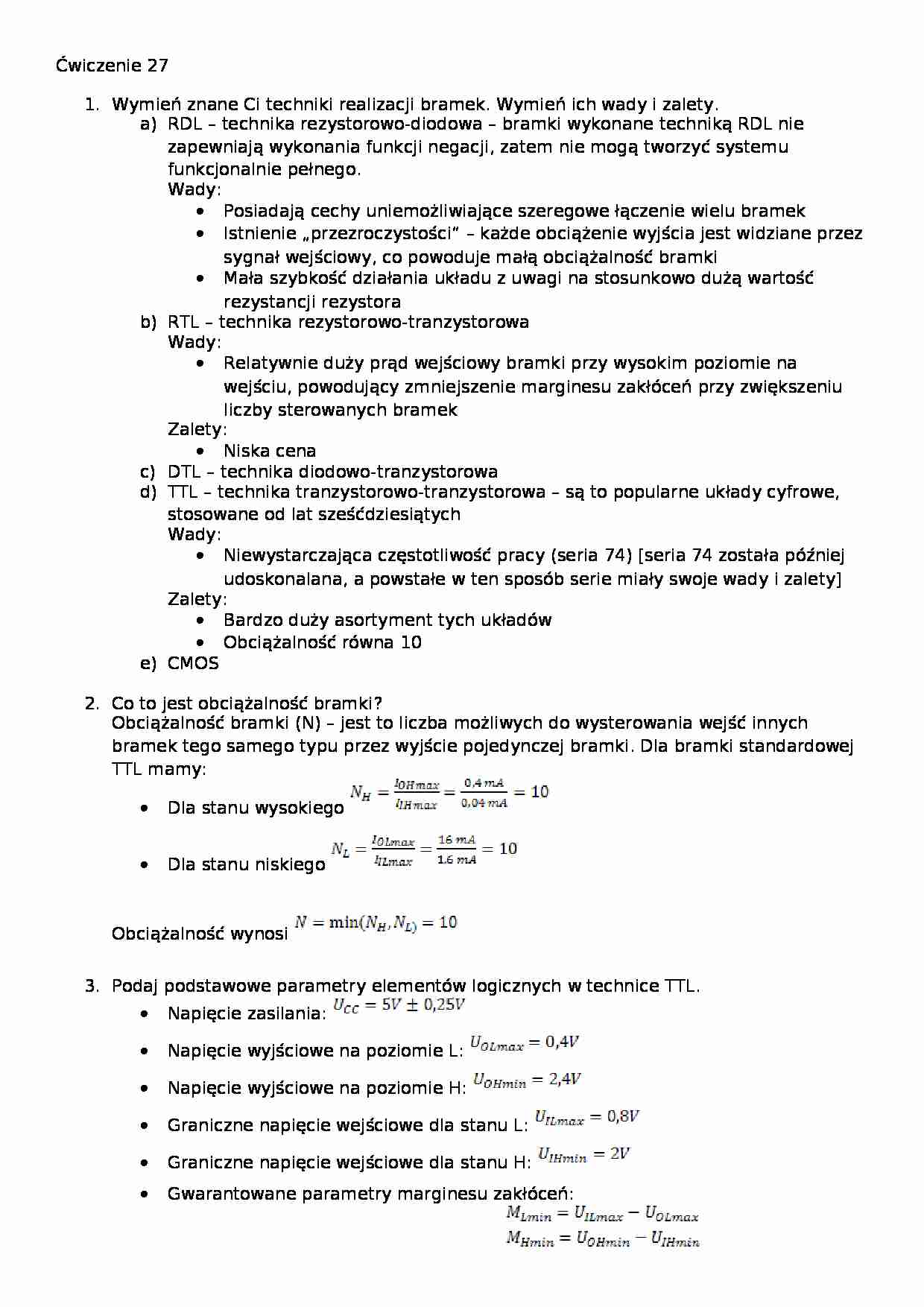 Techniki realizacji bramek - elektronika - strona 1