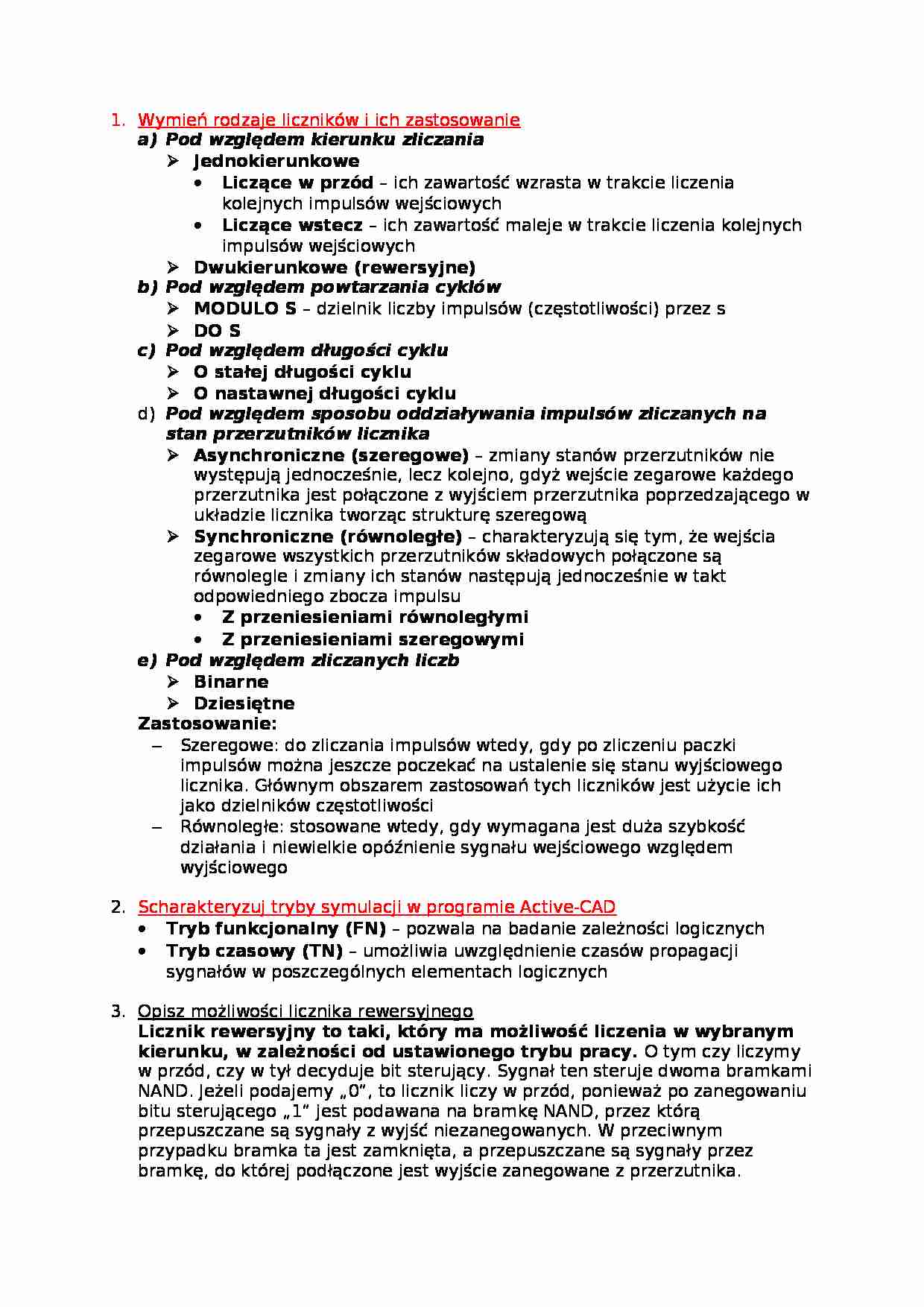 Liczniki - synteza materiału - strona 1