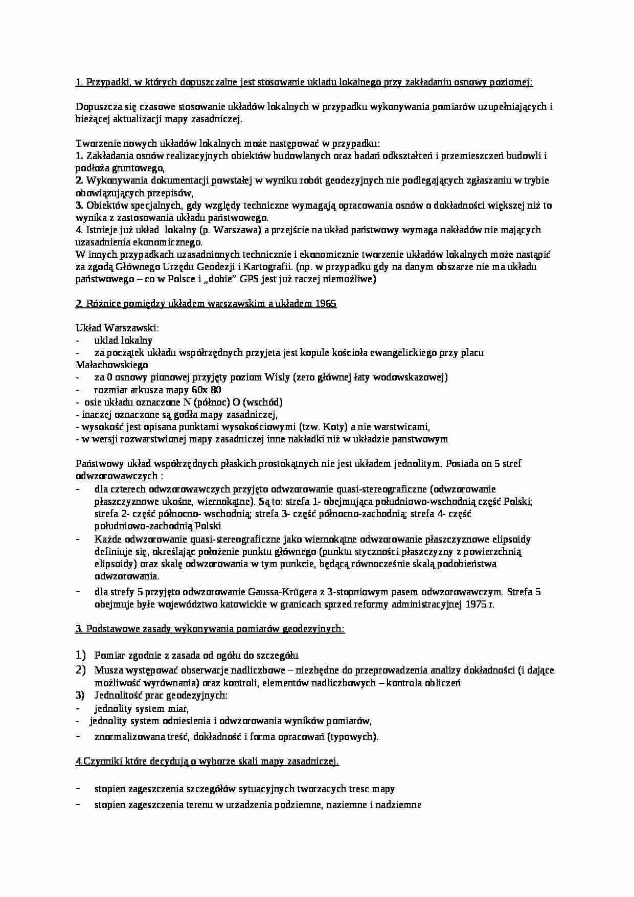 Geodezja - zagadnienia egzaminacyjne - strona 1