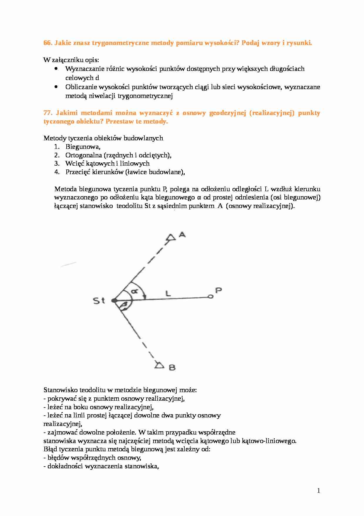 Geodezja - opracowanie zagadnień - strona 1