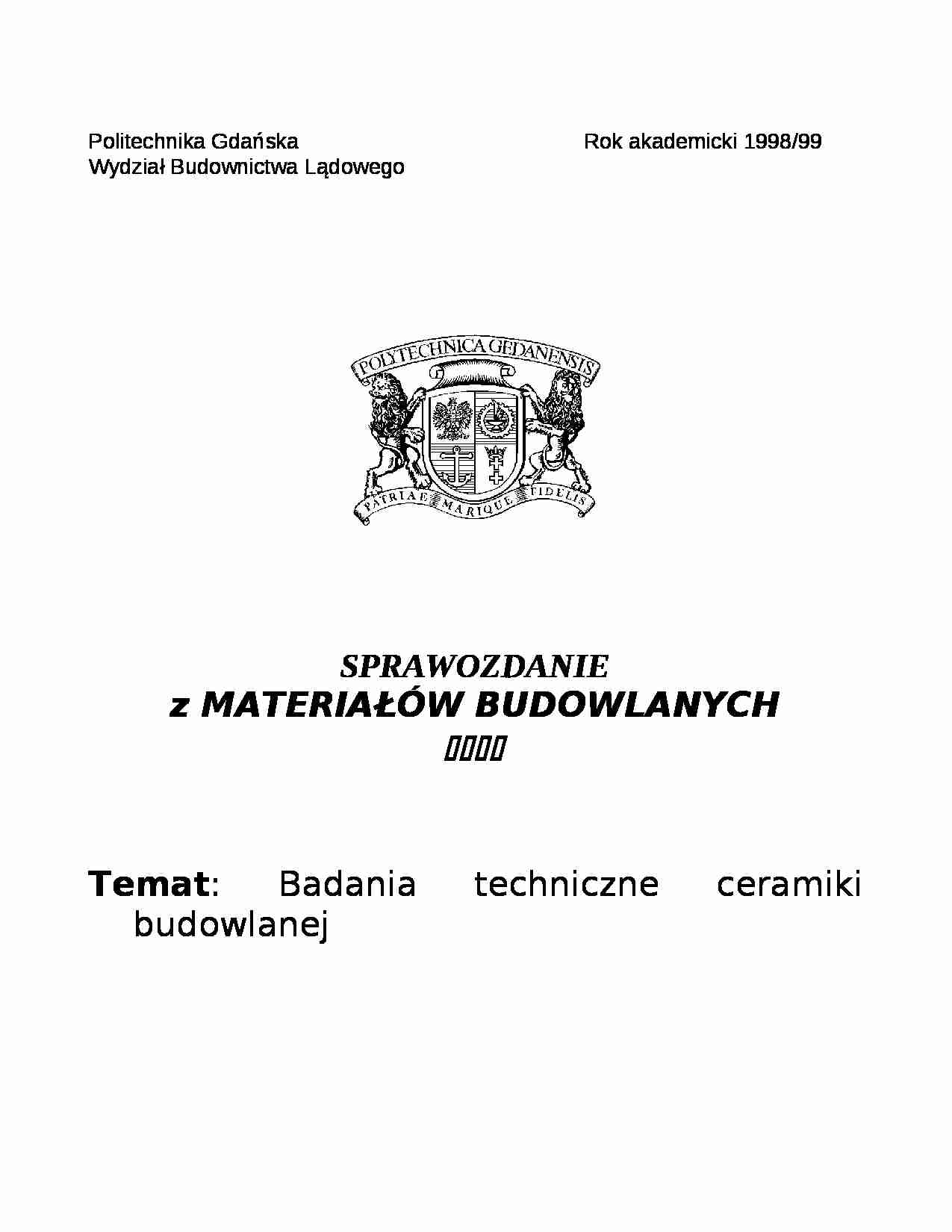 Badania techniczne ceramiki budowlanej - cegły budowlane - strona 1