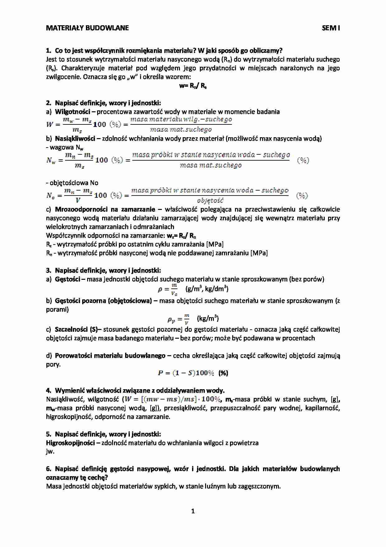 Materiały budowlane - opracowanie zagadnień - strona 1