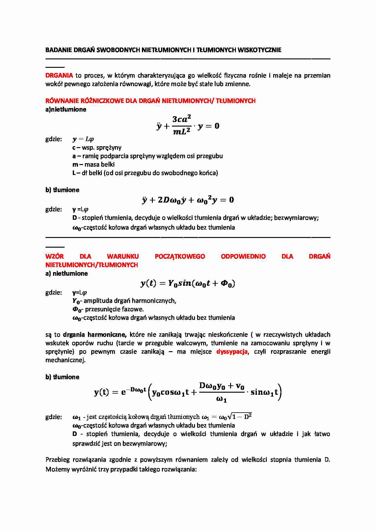 Badanie drgań swobodnych  - strona 1
