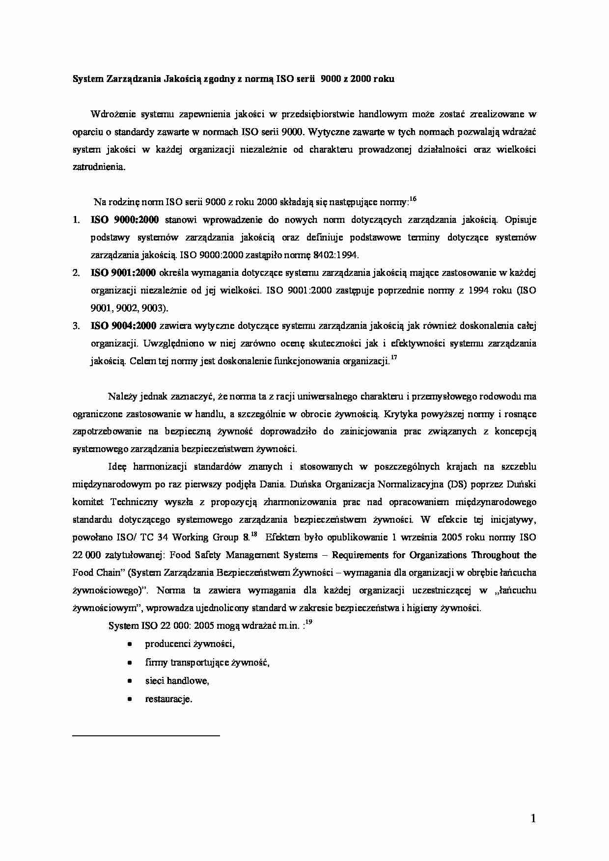 System zarządzania jakości zgodny z normą ISO serii  9000 z 2000 roku - strona 1