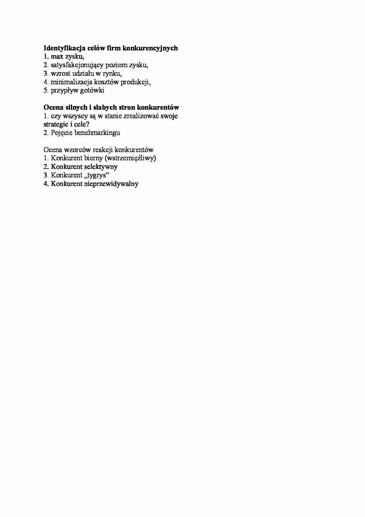 Identyfikacja celów firm konkurencyjnych - strona 1