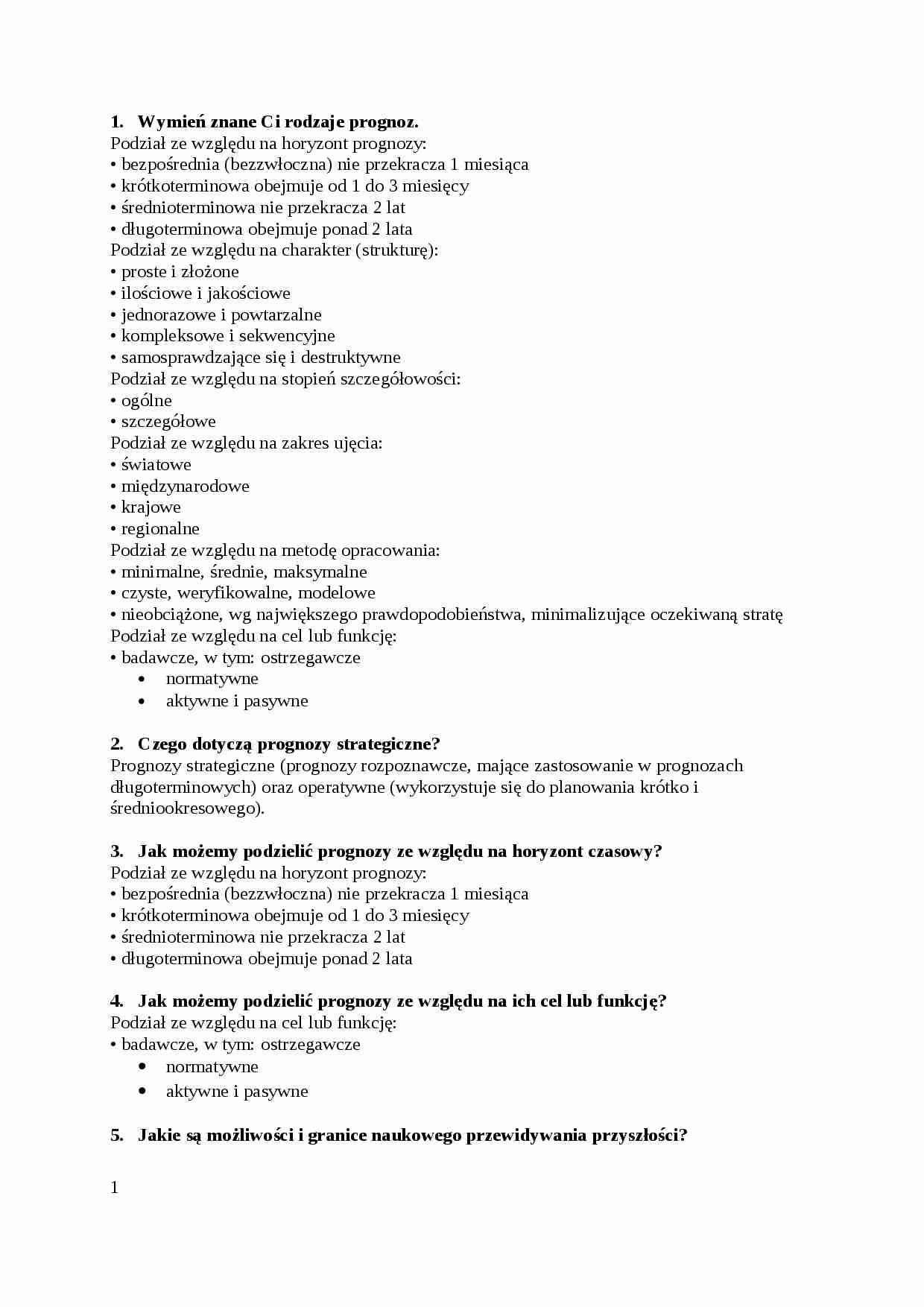 Prognozy - omówienie - strona 1