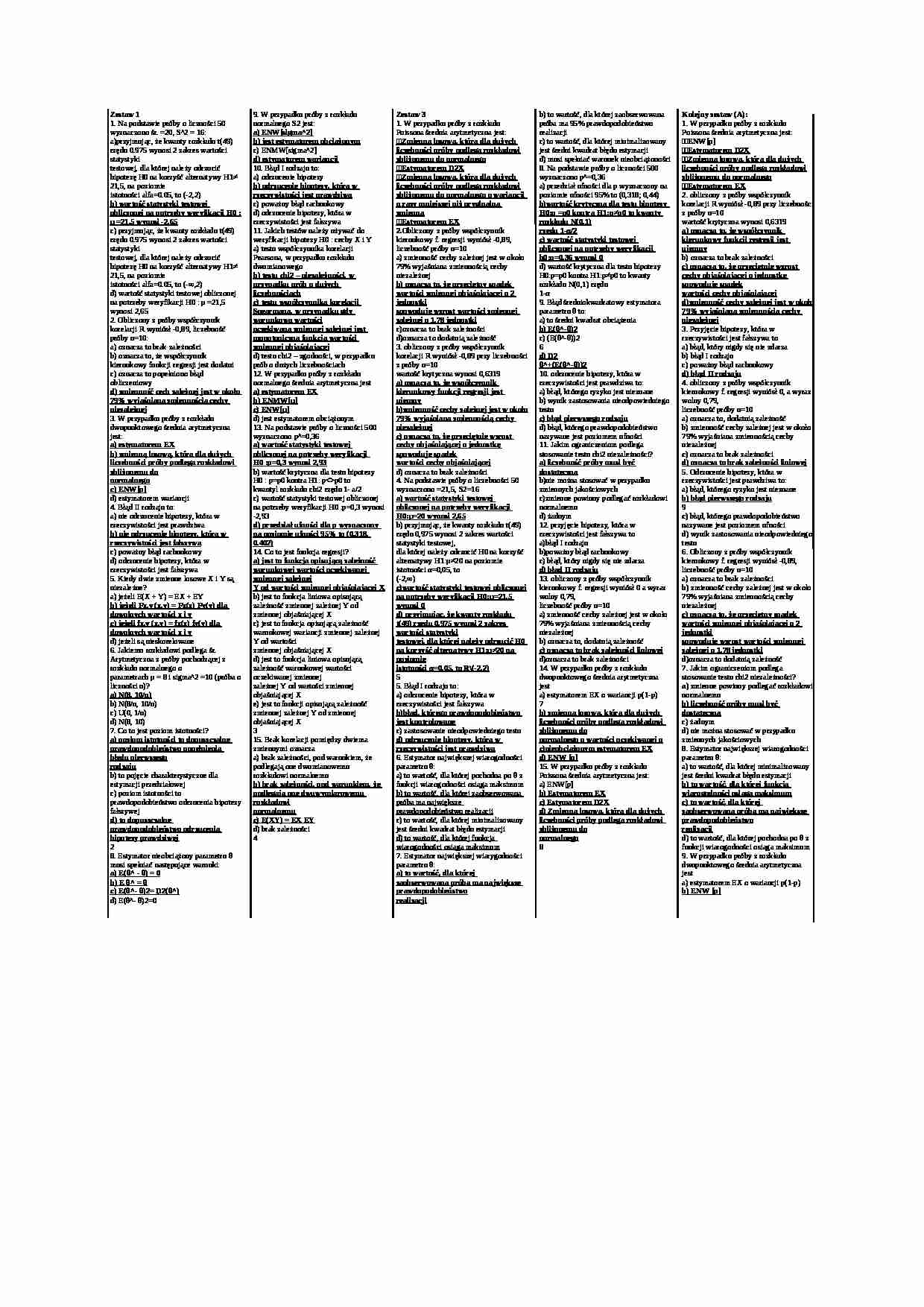 Statystyka matematyczna - zadania - strona 1