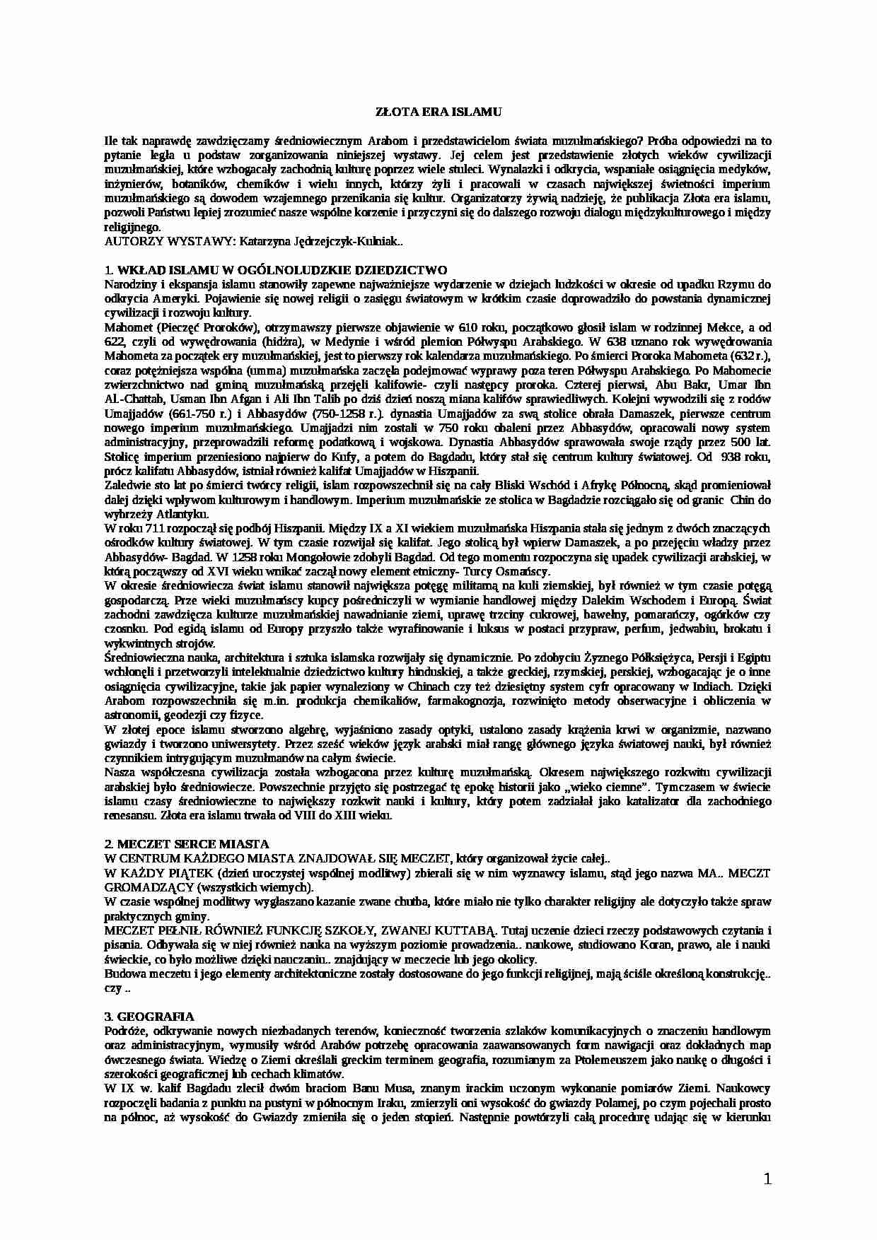 ZŁOTA ERA ISLAMU - strona 1