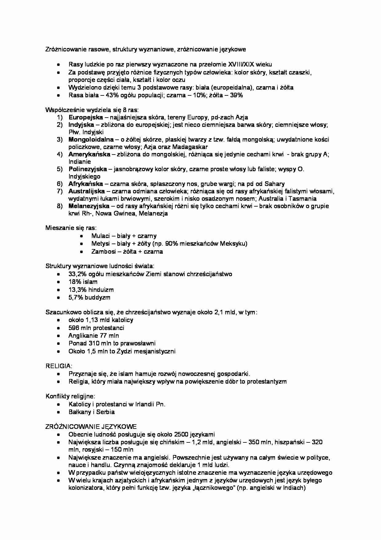 Zróżnicowanie ludności świata - strona 1