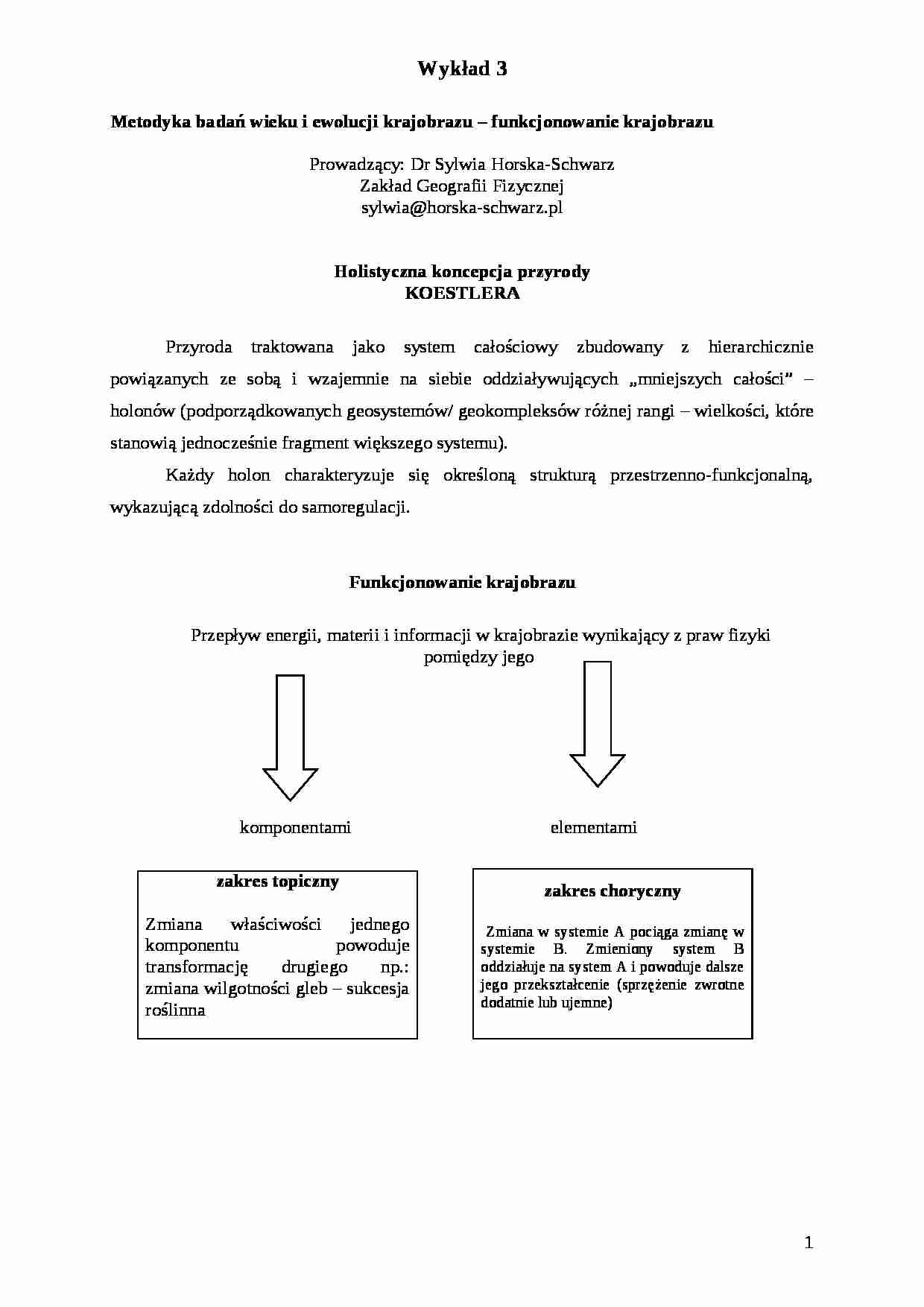 Kompleksowa geografia fizyczna Polski - Wykład 3: Metodyka badań wieku i ewolucji krajobrazu - strona 1