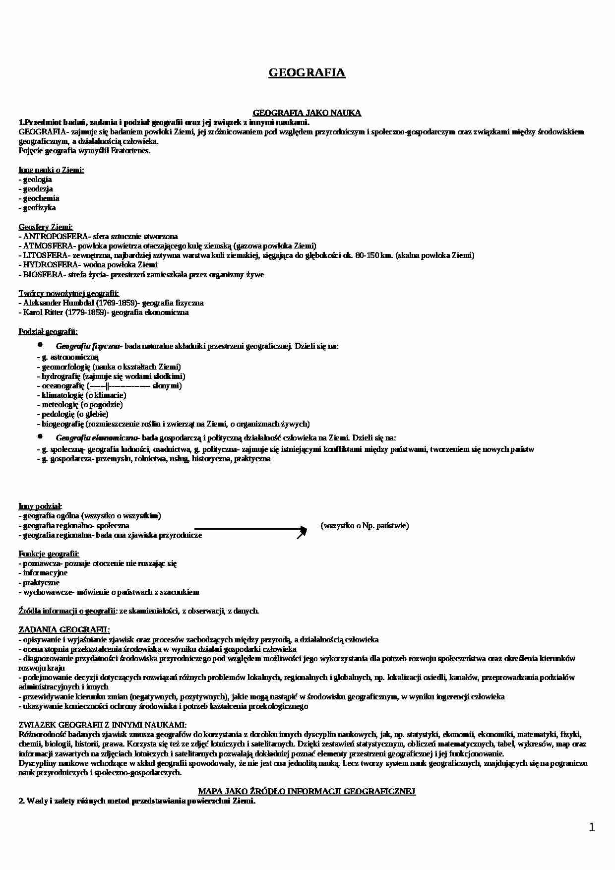 Geografia w pigułce (do licencjatu) - strona 1