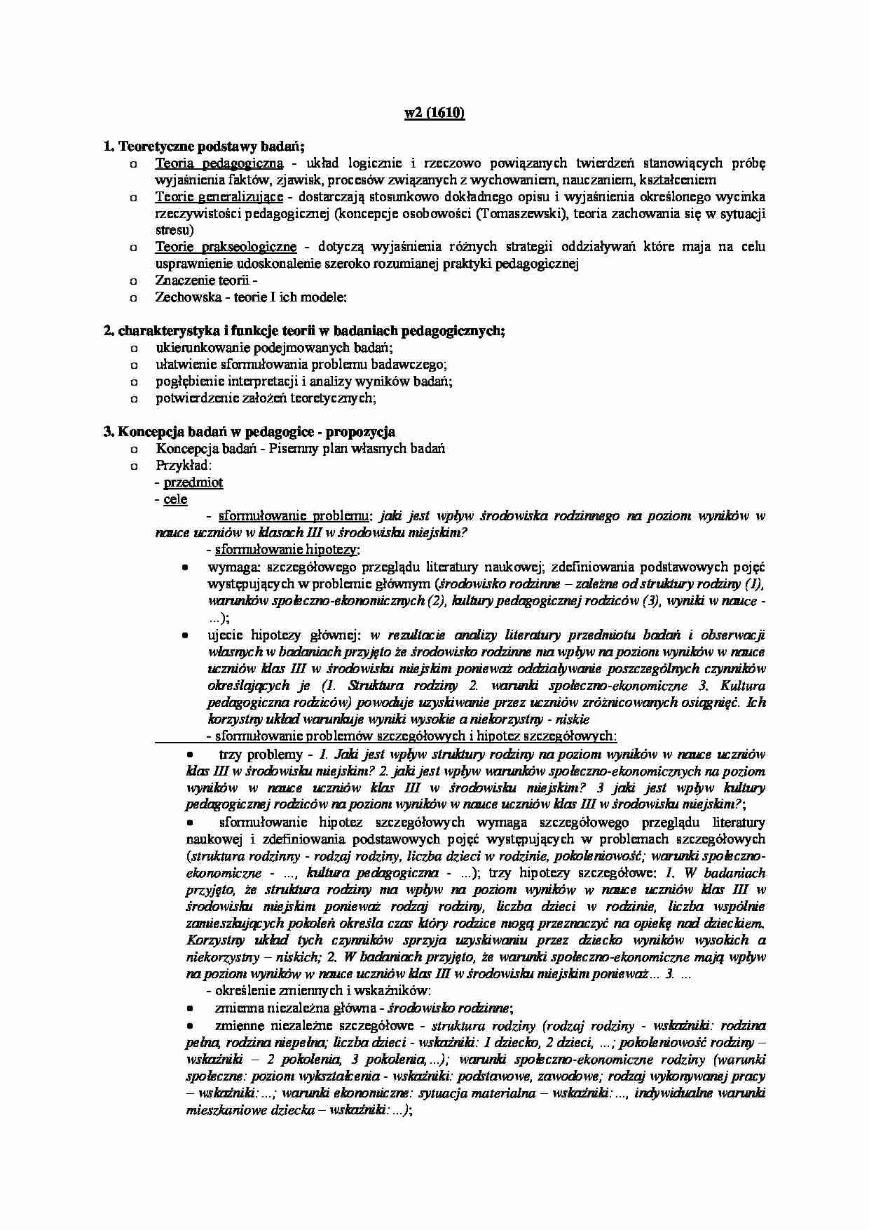 Pedagogika - notatki z wykładu 2 - strona 1