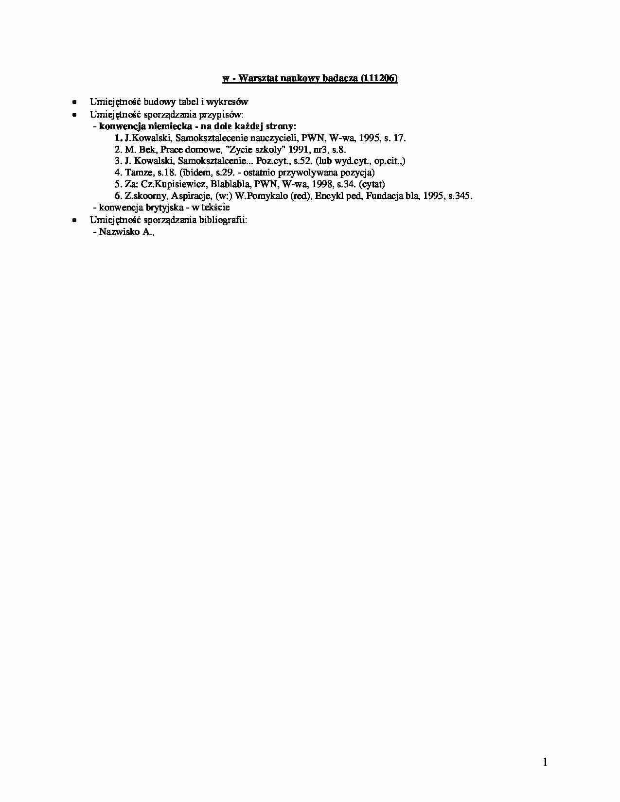 Warsztat naukowy badacza - strona 1