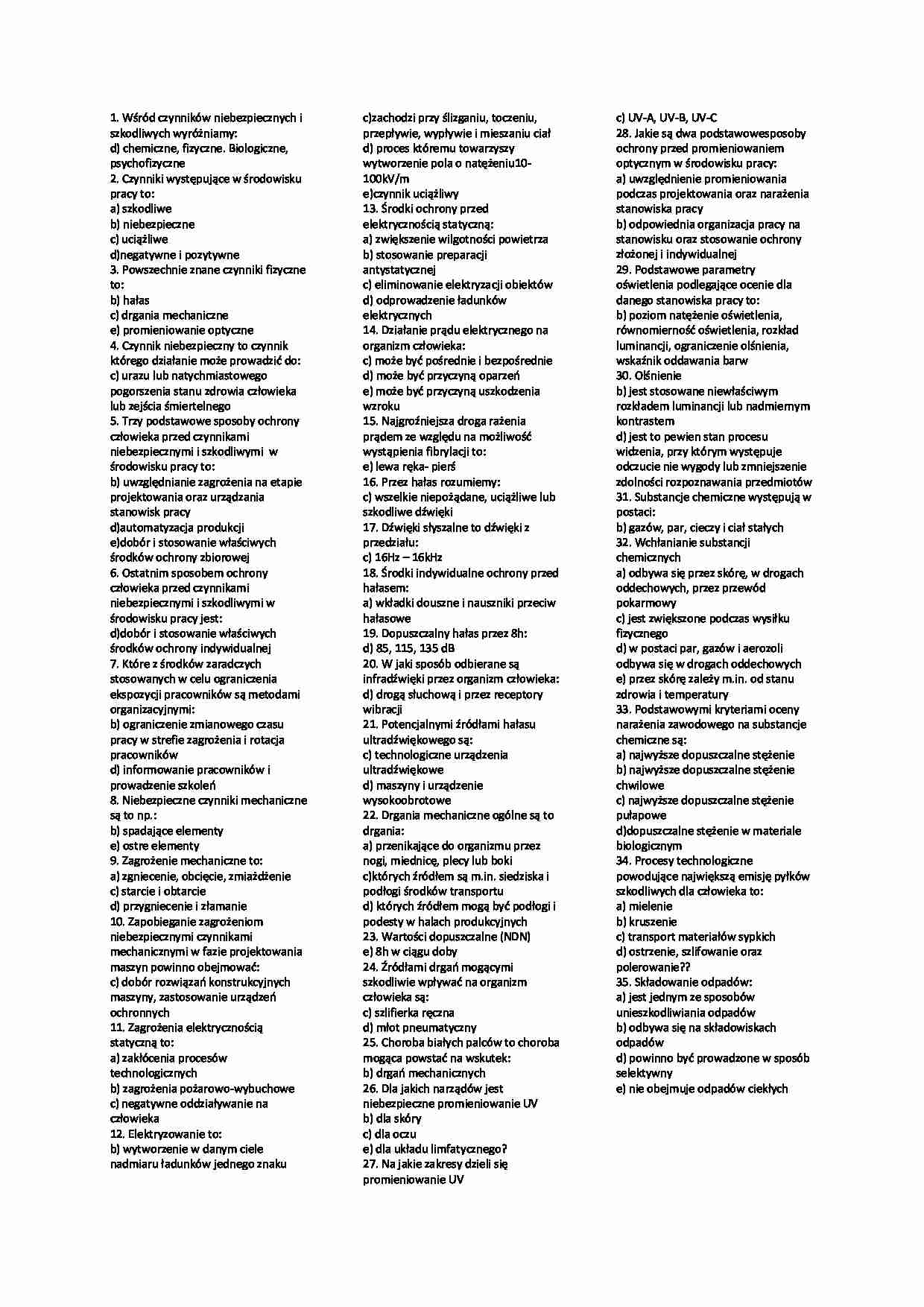 Kolokwium 2 wersja - Czynniki niebezpieczne - strona 1