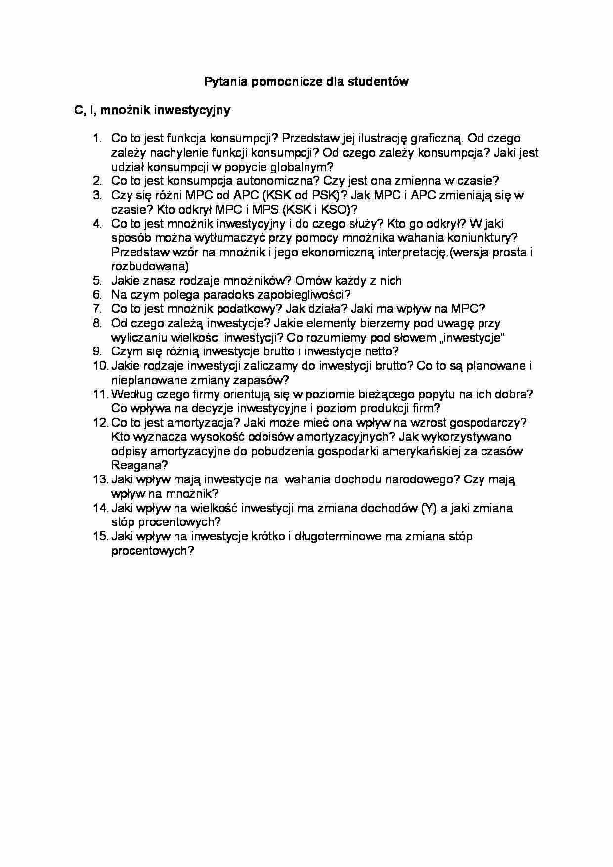 Pytania do wykładu-mnożnik inwestycyjny - strona 1