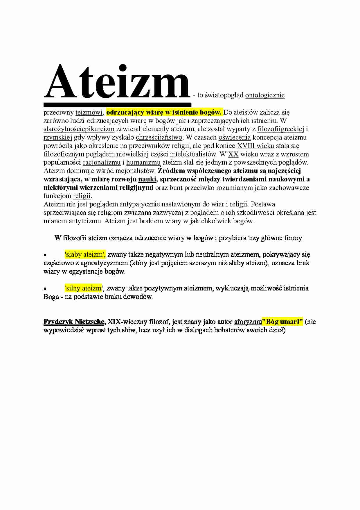 Ateizm - omówienie zagadnienia - strona 1